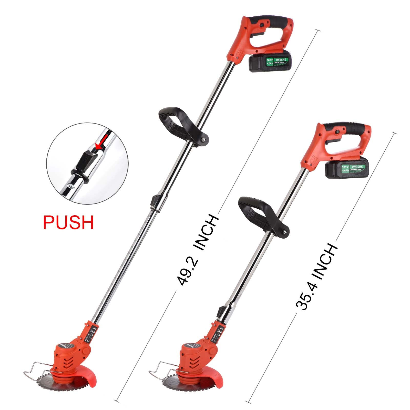 **2-in-1 Cordless Electric Brush Cutter & Weed Trimmer – 3-Function Blades, 2 x 4Ah Batteries, Lightweight & Powerful for Garden, Yard, Lawn, and Brush Trimming (Red) – Perfect for Homeowners & Landscapers**