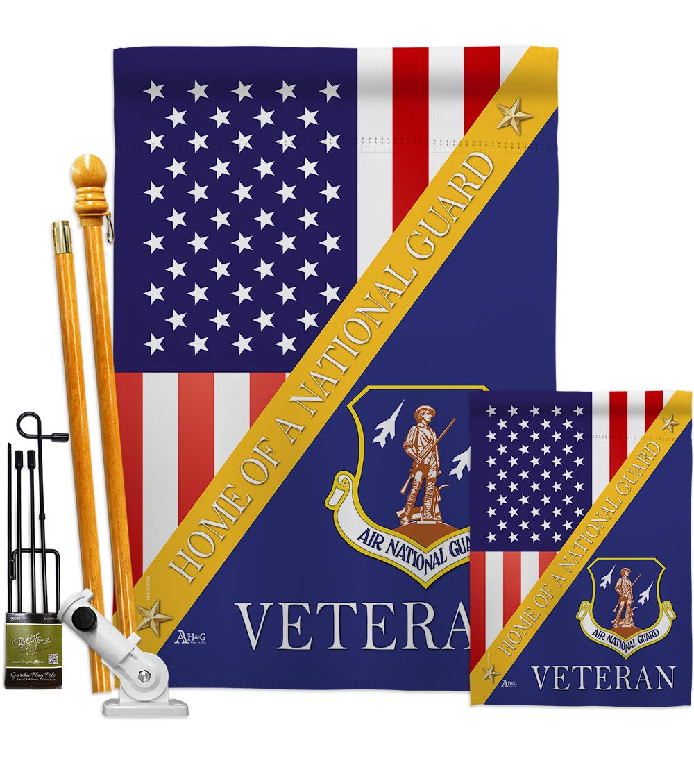 U.S. National Guard & Air Force Garden Flags Kit - Official Armed Forces ANG Military Veteran Retiree Double-Sided Yard Banner (28x40 Inch) - Made in USA - Perfect for Patriotic Home Decor, Military Appreciation Gifts & Front Yard Displays