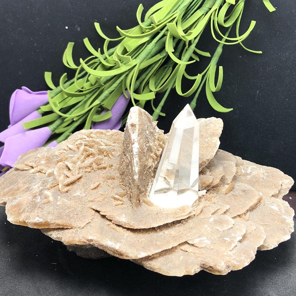 Natural Desert Crystal Flower Clusters - Healing Crystal Mineral Stones for Chakra Balancing, Home Decor & Meditation (Perfect for Yoga Rooms, Spiritual Gifts & Office Desk Decor)