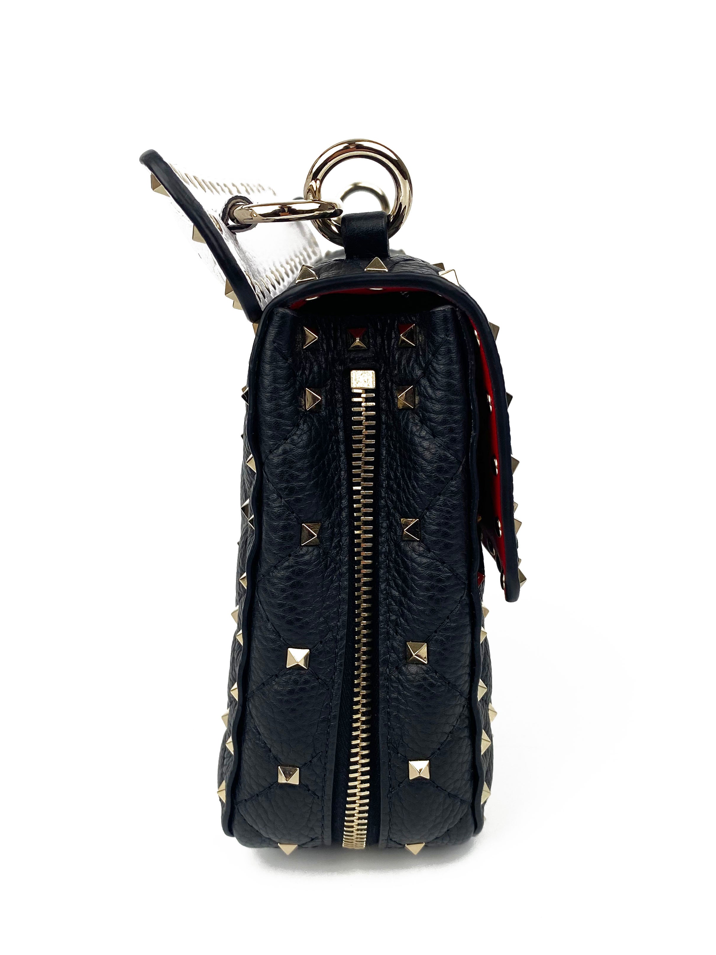 Valentino Rockstud Black & White Leather Shoulder Bag - Stylish Designer Handbag for Women, Perfect for Parties, Date Nights & Everyday Fashion Accessory
