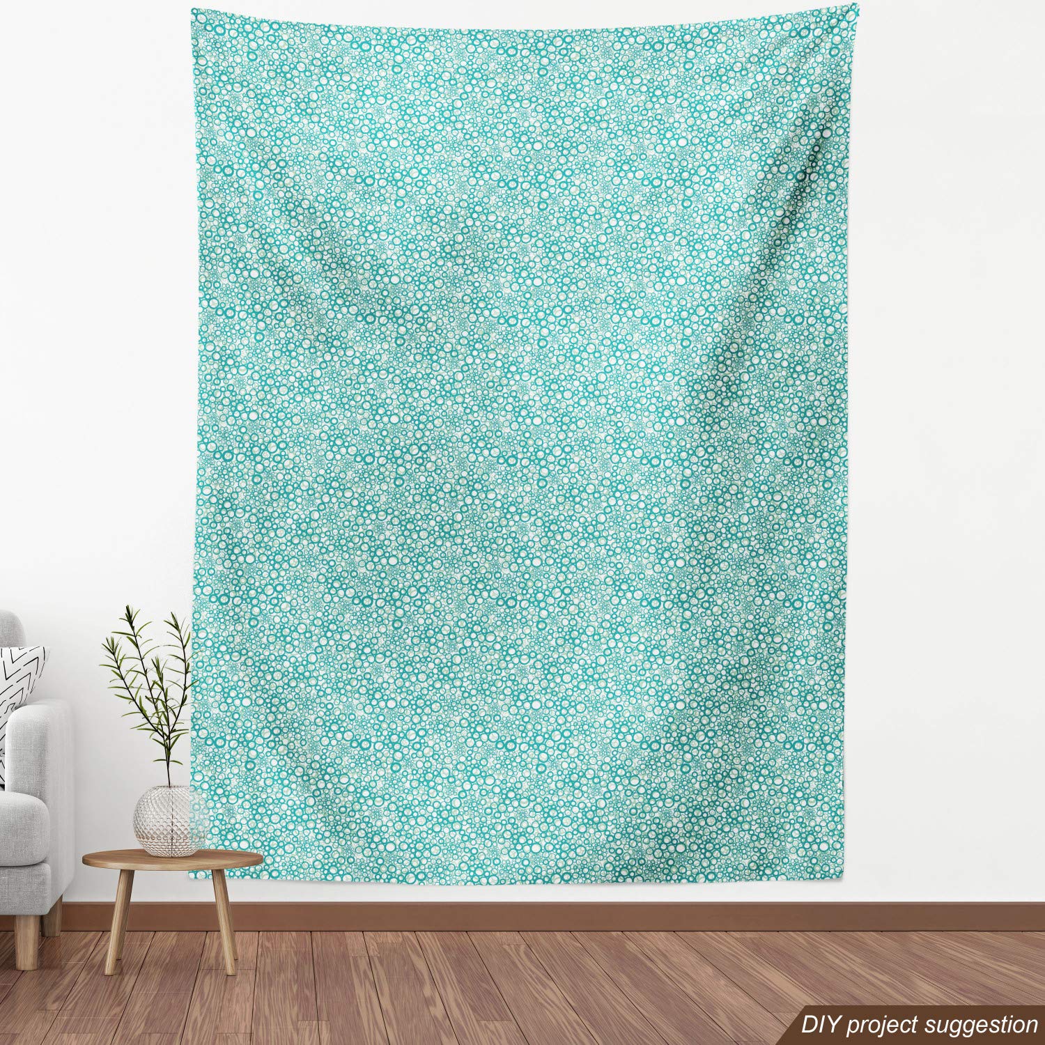 Ambesonne Abstract Fabric by The Yard - Rhythmic Spring Bubbles Pattern on Plain Background, Decorative Upholstery & Home Decor Fabric, 10 Yards, Almond Green Seafoam | Perfect for DIY Projects, Curtains, Pillows & Furniture Covering