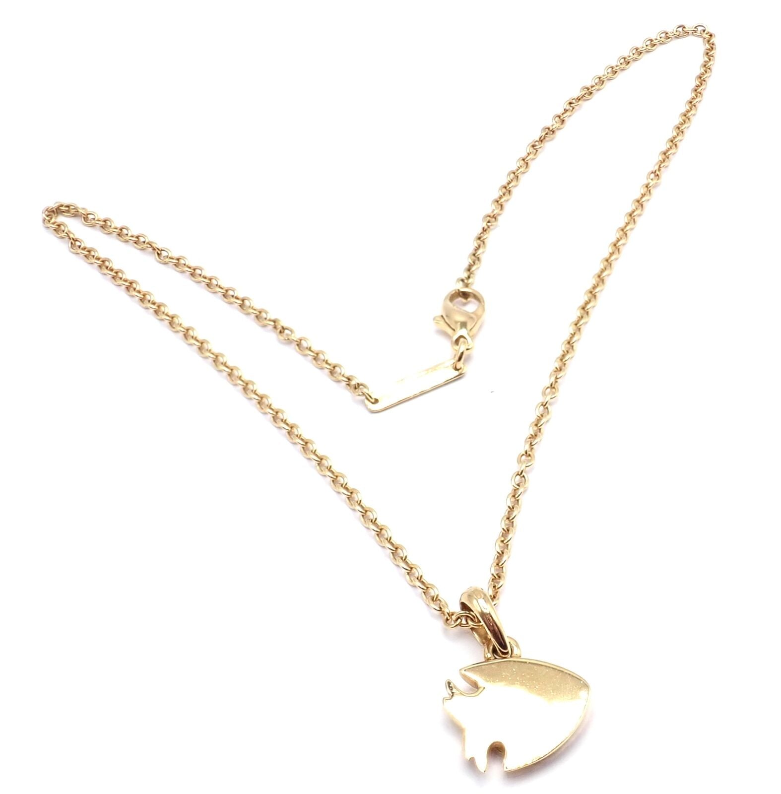 Authentic Bulgari Bvlgari 18k Yellow Gold Coral Naturalia Fish Pendant Necklace - Luxury Jewelry for Women, Elegant Gift for Special Occasions