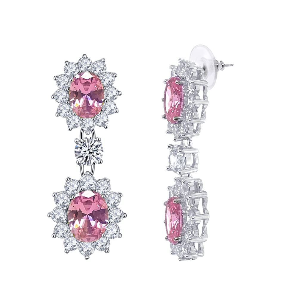 LAVINA Royal CZ Dangle Earrings - Princess Diana Style Elegant Jewelry | Sparkling Cubic Zirconia Earrings for Women | Perfect for Weddings, Prom, Birthday Gifts & Special Occasions | Luxury Fashion Accessories for Evening Parties & Formal Events
