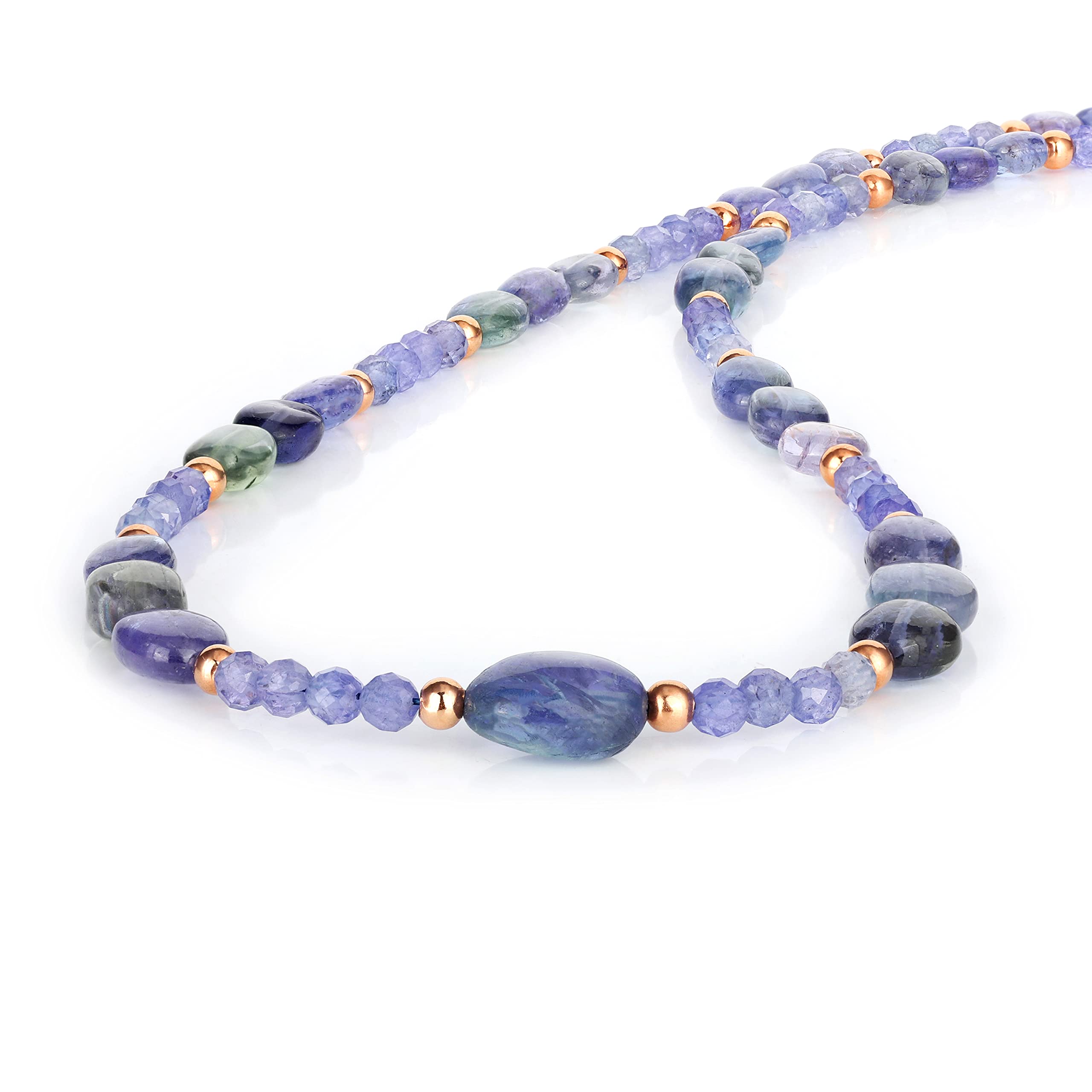 Tanzanite Gemstone Beaded Necklace for Women - Handmade Dainty Faceted Smooth Multicolor Natural Stone Chain Jewelry (45cm) | Perfect for Weddings, Parties & Everyday Elegance