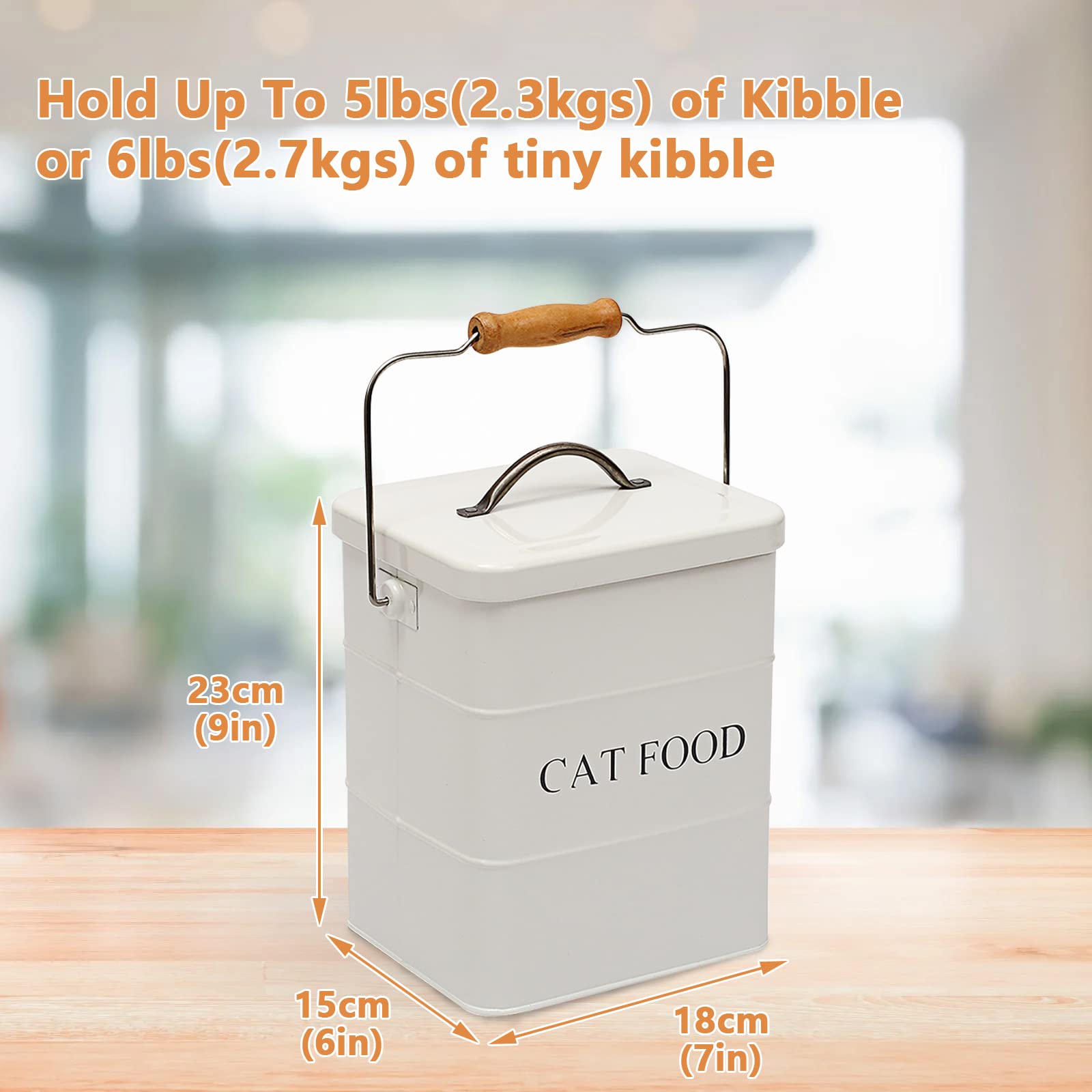 Premium Cat Treats & Food Storage Tin with Lid & Spoon - Airtight Pet Food Container for Freshness - Perfect for Travel, Home & Kitchen Use