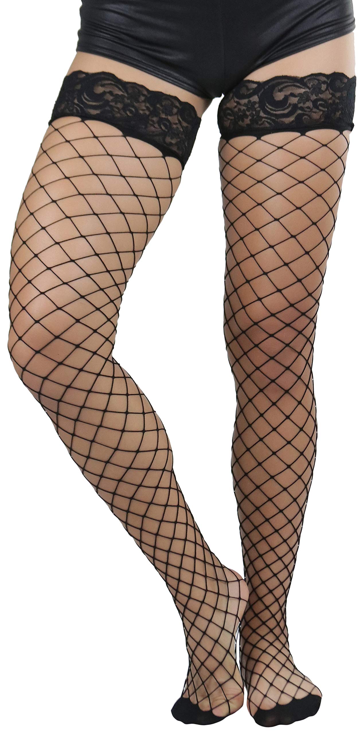 ToBeInStyle Industrial Chic Fashion Fishnet Thigh High Stockings - Stylish & Edgy Hosiery for Women, Perfect for Parties, Cosplay & Night Out