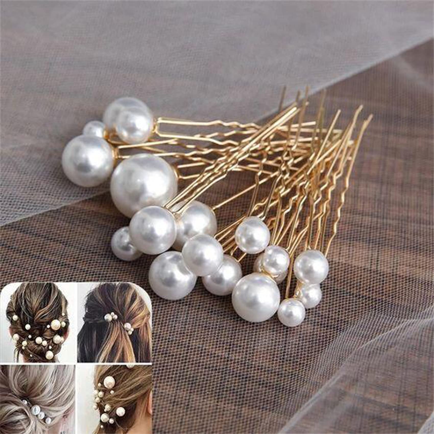 30Pcs Elegant Pearl Rhinestone Hair Pins for Brides & Bridesmaids - Gold Wedding Hair Accessories for Updos, Bun & Special Occasions