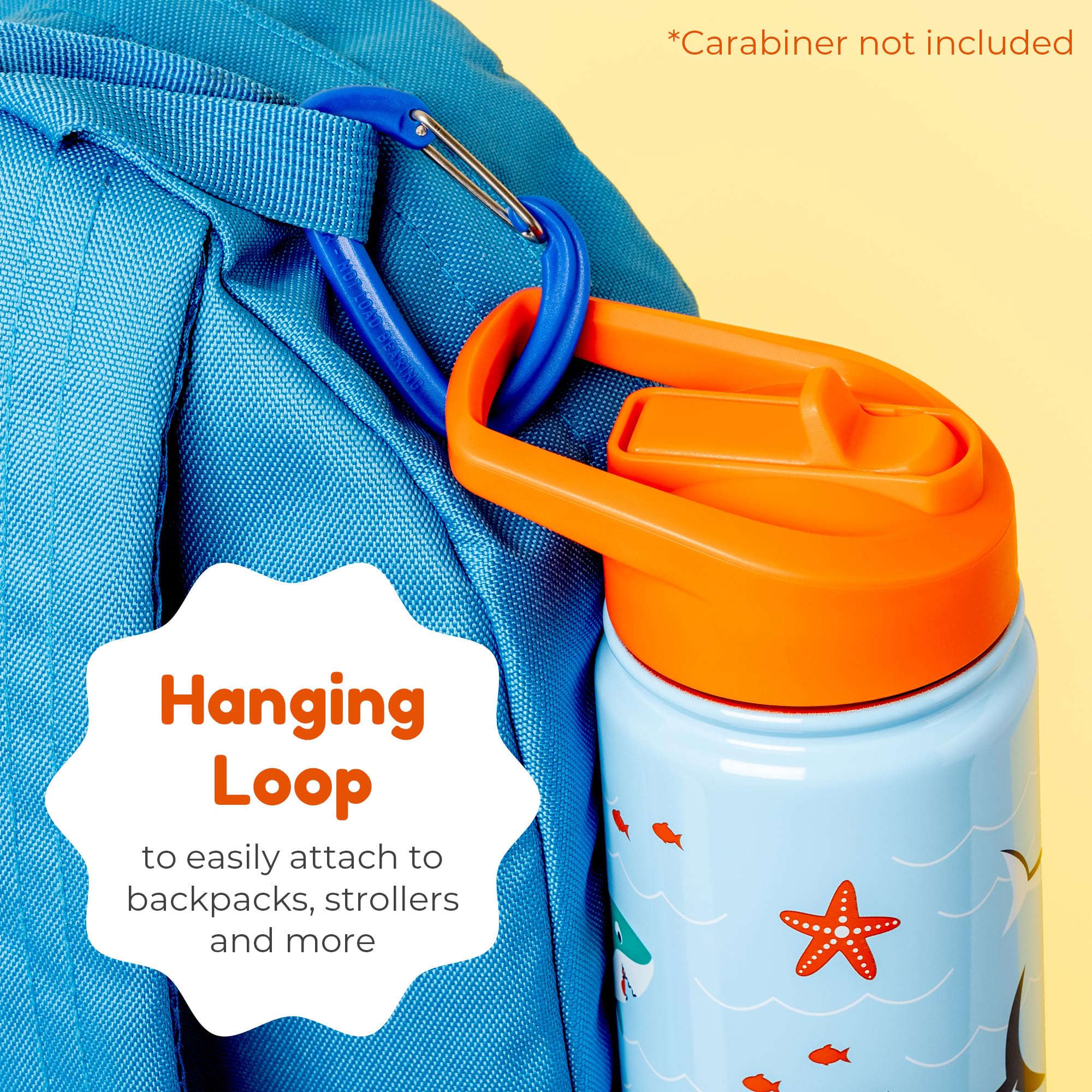 BOZ Stainless Steel Insulated Water Bottle for Kids & Toddlers - 14oz (414ml) Leak Proof with Straw Lid, Perfect for School, Travel & Outdoor Activities - Sharks Design