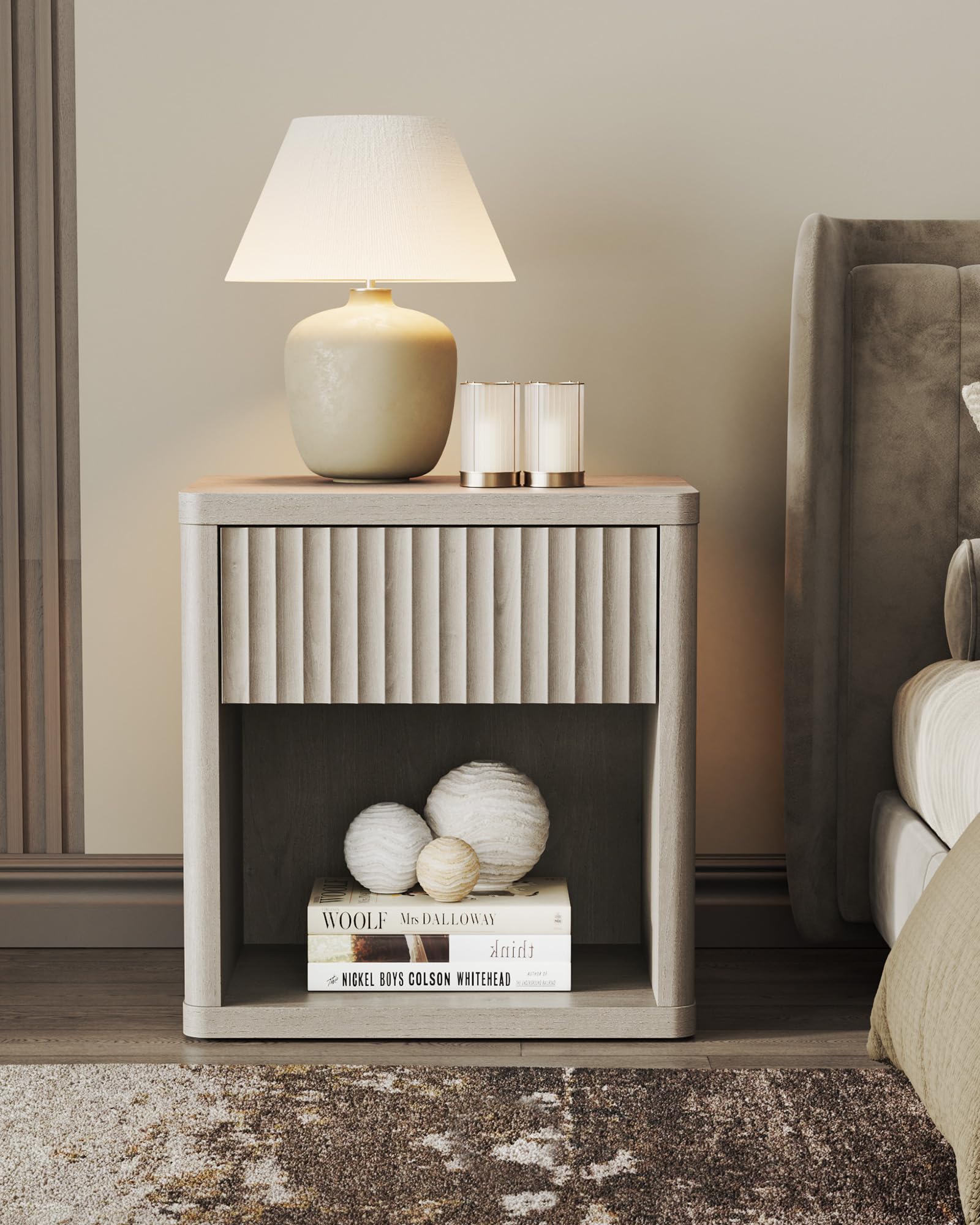 SICOTAS Set of 2 Modern Nightstands with Drawer Storage - 22.7