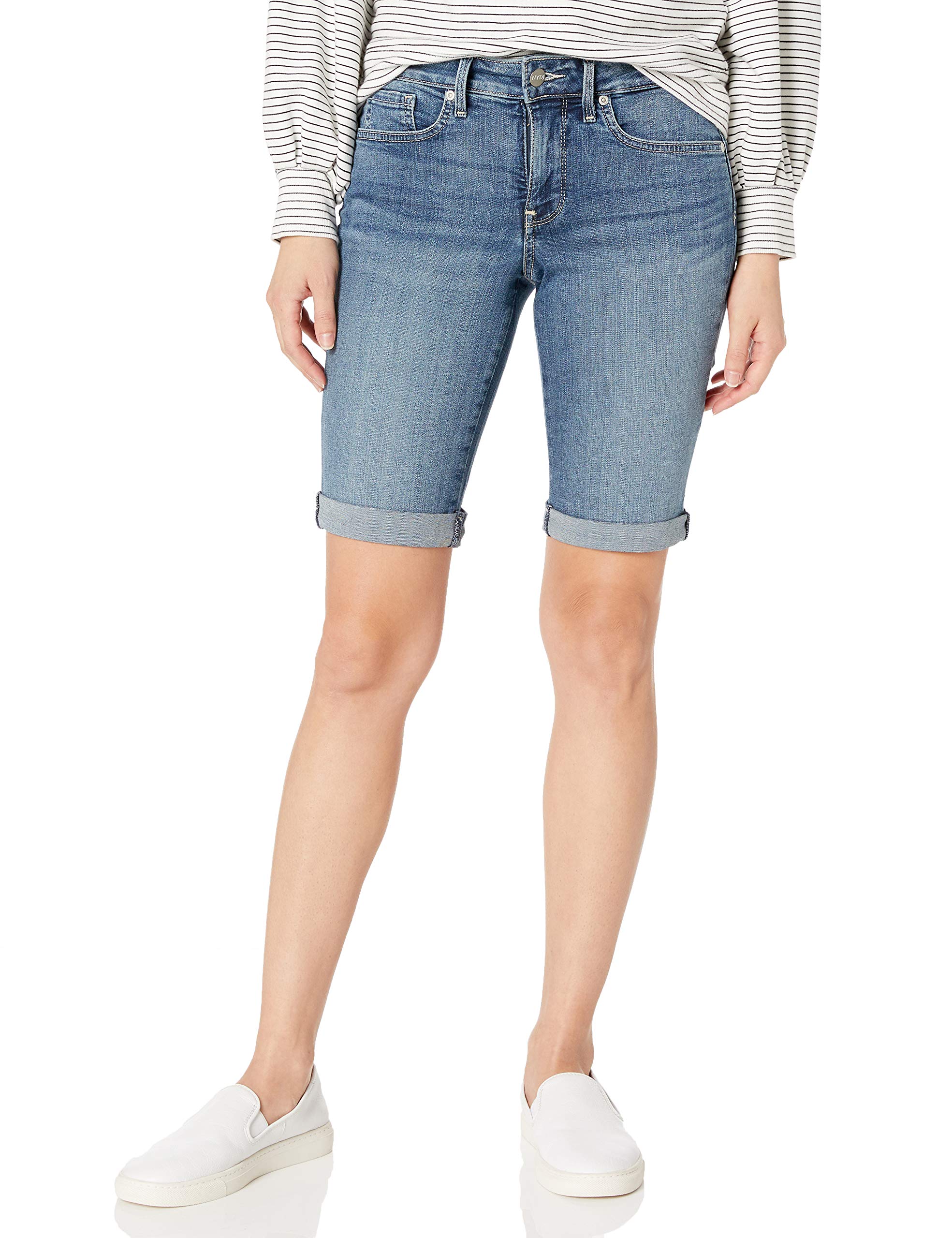 NYDJ Women's Petite Briella Jean Shorts with Roll Cuffs - Slimming High Waist Denim Shorts for Women | Perfect for Summer Outfits, Casual Wear & Vacation