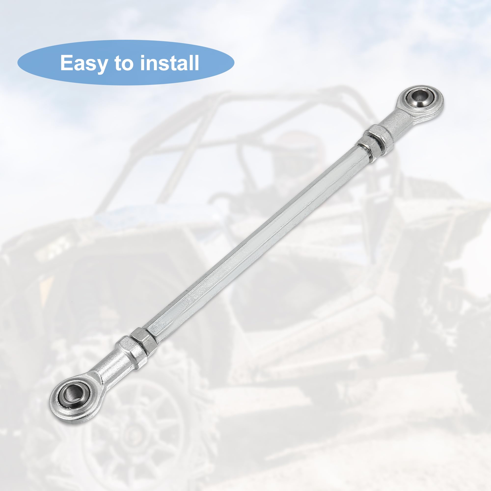 Motoforti 2-Piece 200mm Adjustable Steering Tie Rod Ball Joint with 8mm Hole Diameter - Compatible with 49cc Electric ATV & Go Kart - Silver Tone Steering Suspension Accessory for Enhanced Control & Durability - Perfect for Off-Roading, Racing & DIY Kart Upgrades
