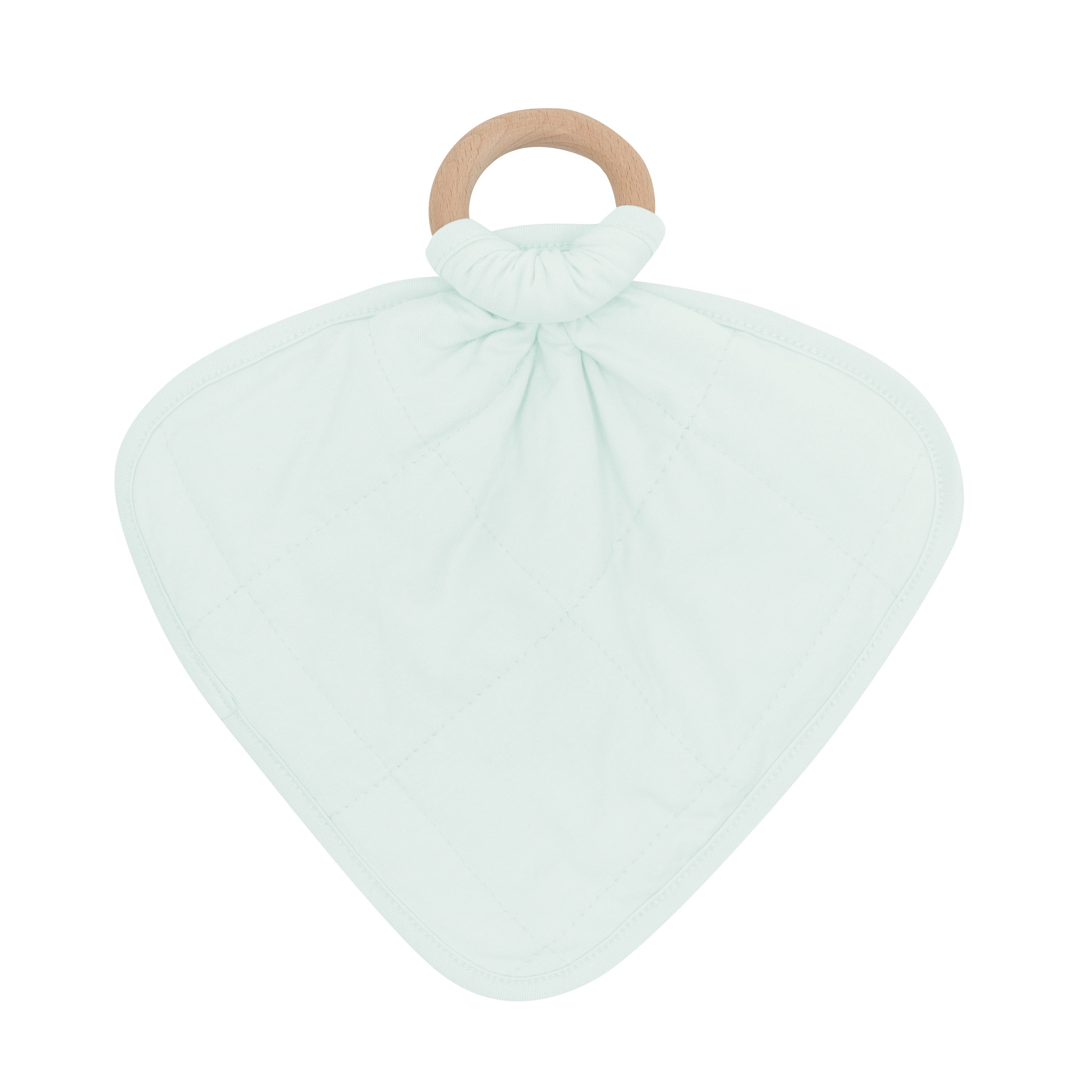 Soft Baby Lovey Blanket with Removable Wooden Teething Ring - Soothing Comfort for Infants, Perfect for Naptime, Travel & Sensory Play