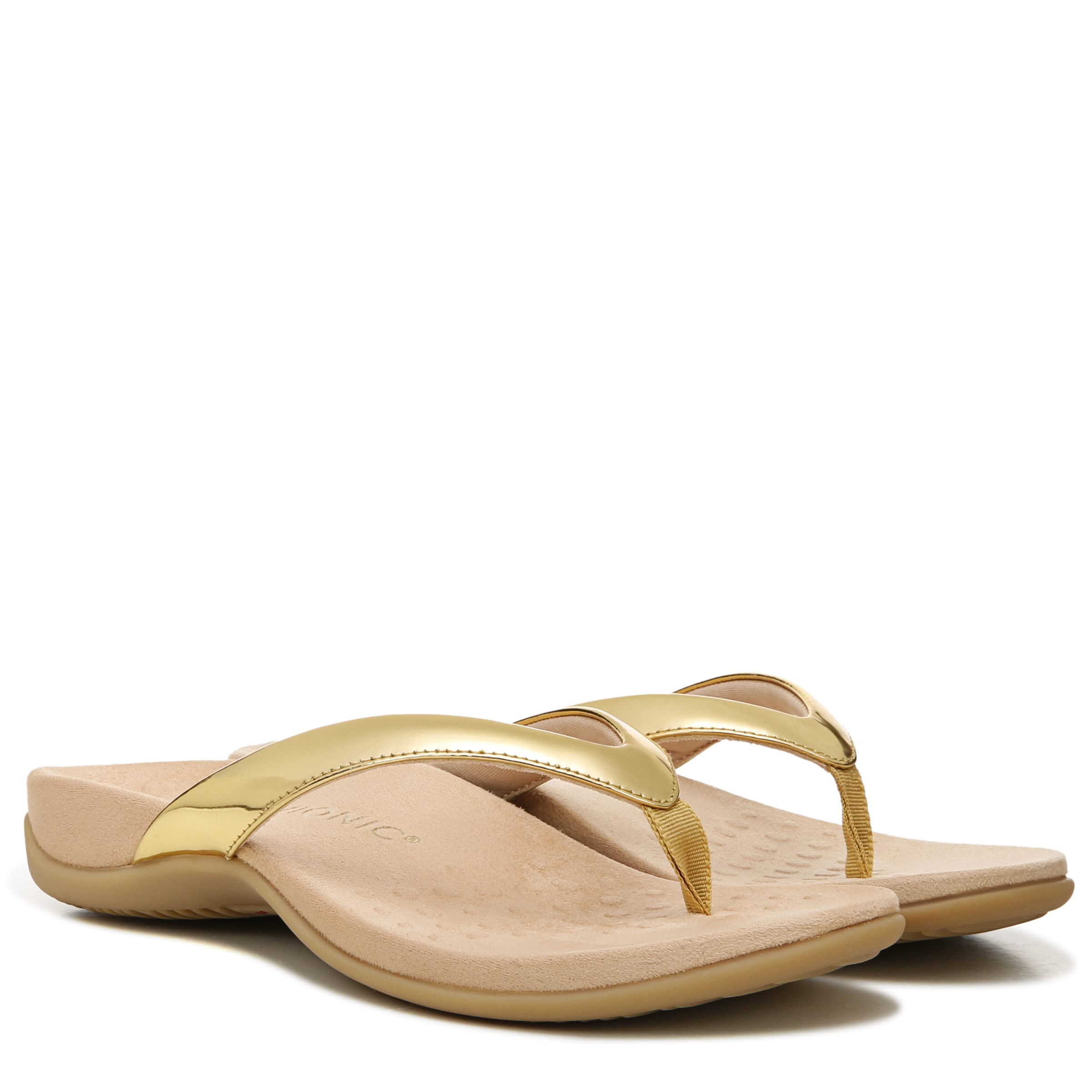 Vionic Women's Rest Dillon Toe Post Sandals - Orthotic Arch Support Flip Flops with Three-Zone Comfort for Plantar Fasciitis Relief - Perfect for Beach, Pool, and Summer Walking