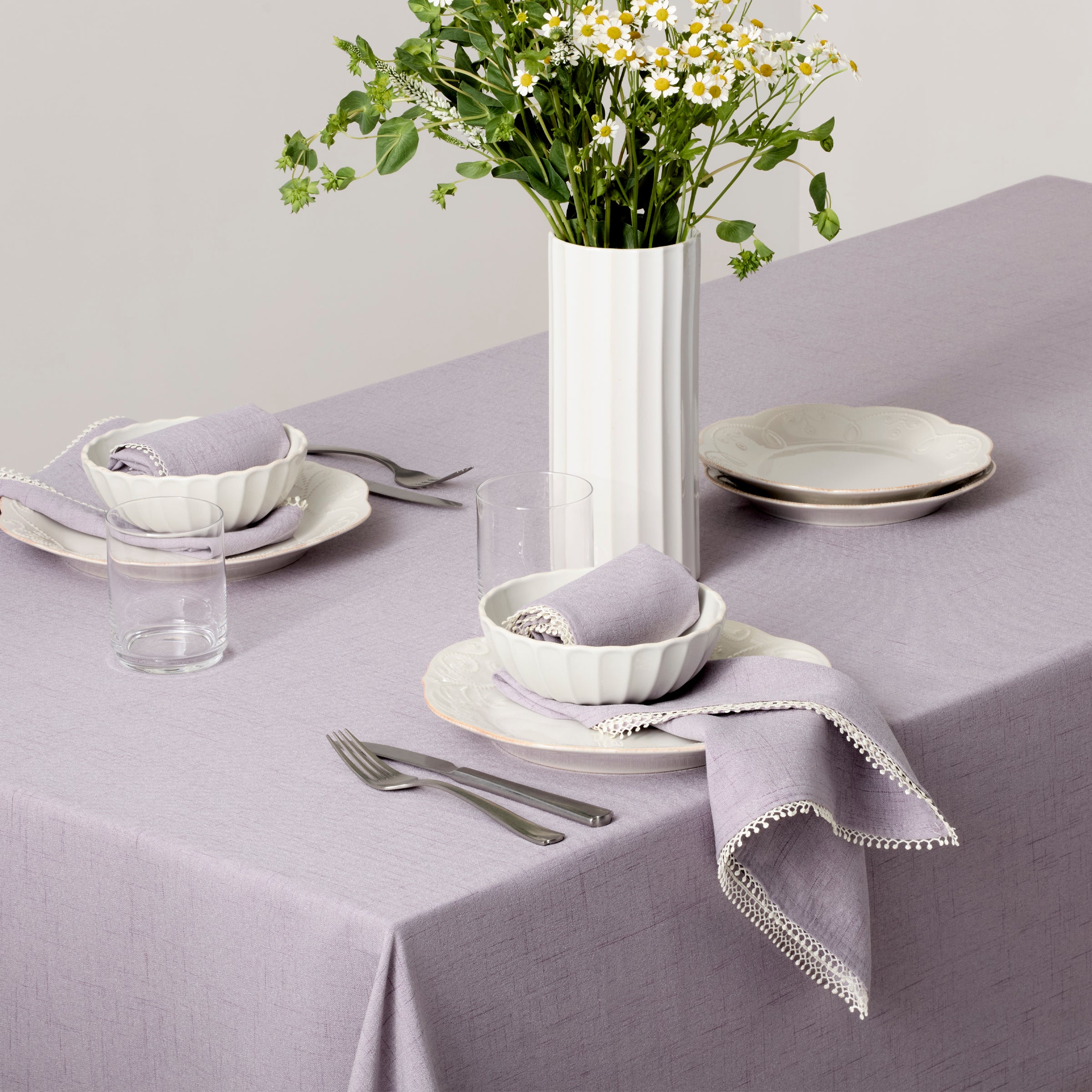 French Perle Violet 60X84 Inch Premium Tablecloth - Elegant Dining Table Cover for Weddings, Parties & Formal Events
