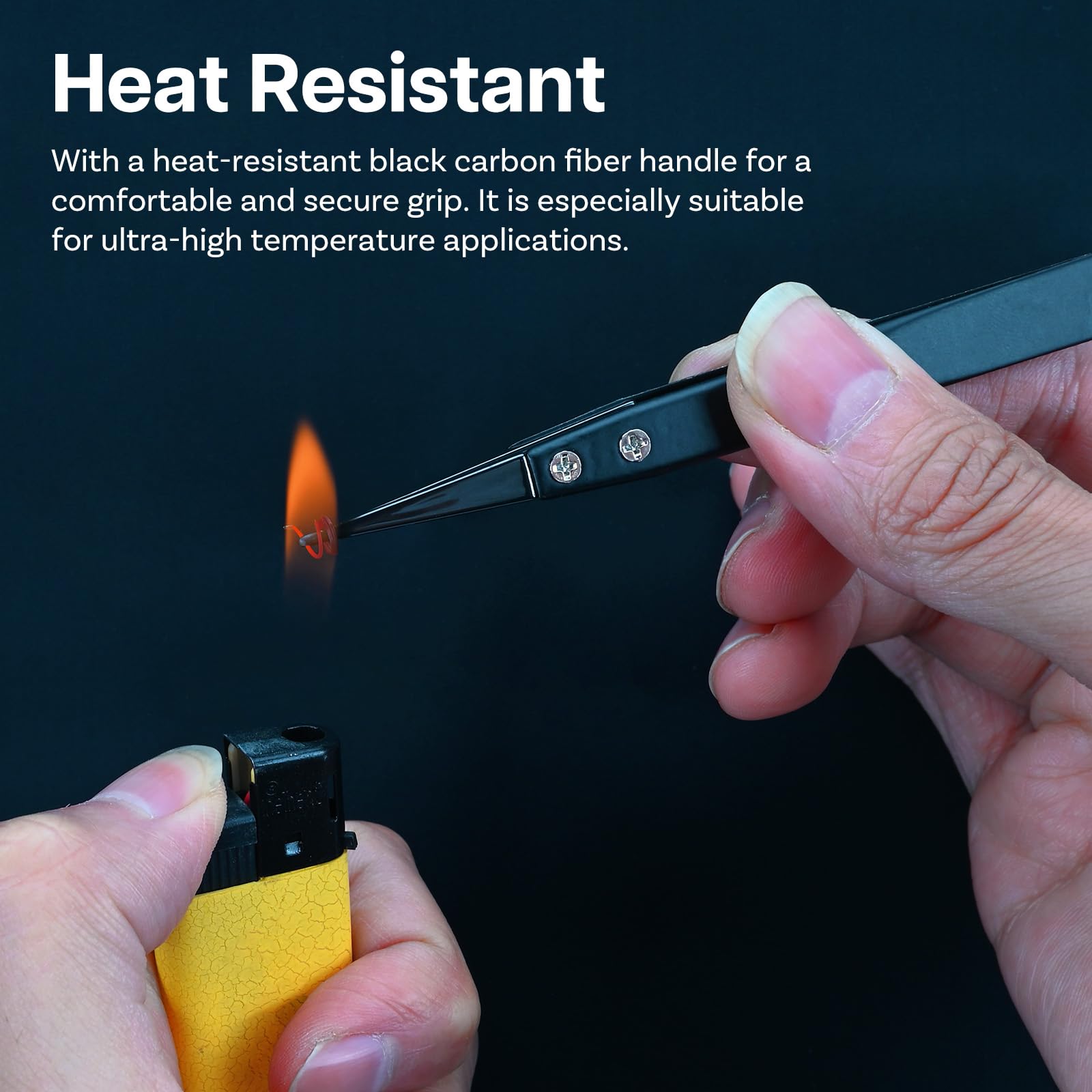 High-Temperature Ceramic Tip Soldering Tweezers - 1600°C/3000°F Heat Resistant for Precision Electronics Repair, Jewelry Making, Computer & Lab Work - Black (Ideal for SMD, PCB, and Micro Soldering Projects)