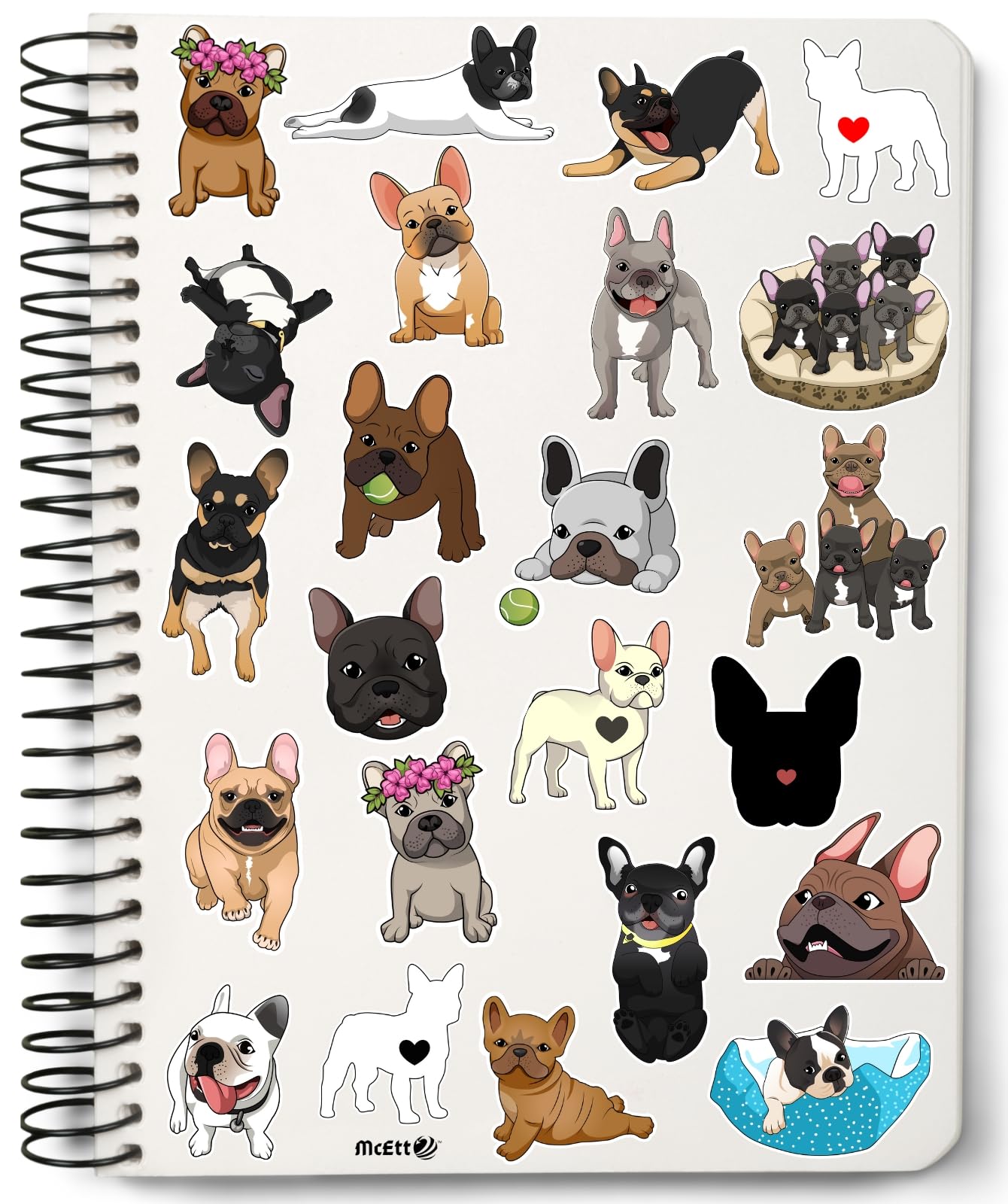 Cute French Bulldog Stickers for Kids, Students & Adults - 115-Piece Frenchie Dog Sticker Pack (5 Sheets) - Perfect for Birthday Party Favors, Classroom Rewards, Laptop Decoration & Water Bottle Customization - Ideal for French Bulldog Lovers & Pet Enthusiasts