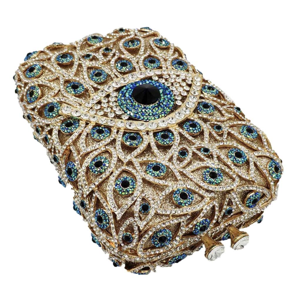 Evil Eye Crystal Clutch Bag for Women - Rhinestone Evening Purse for Wedding, Party & Prom - Mini Sparkly Handbag - Perfect for Date Night, Bridal Shower & Special Occasions