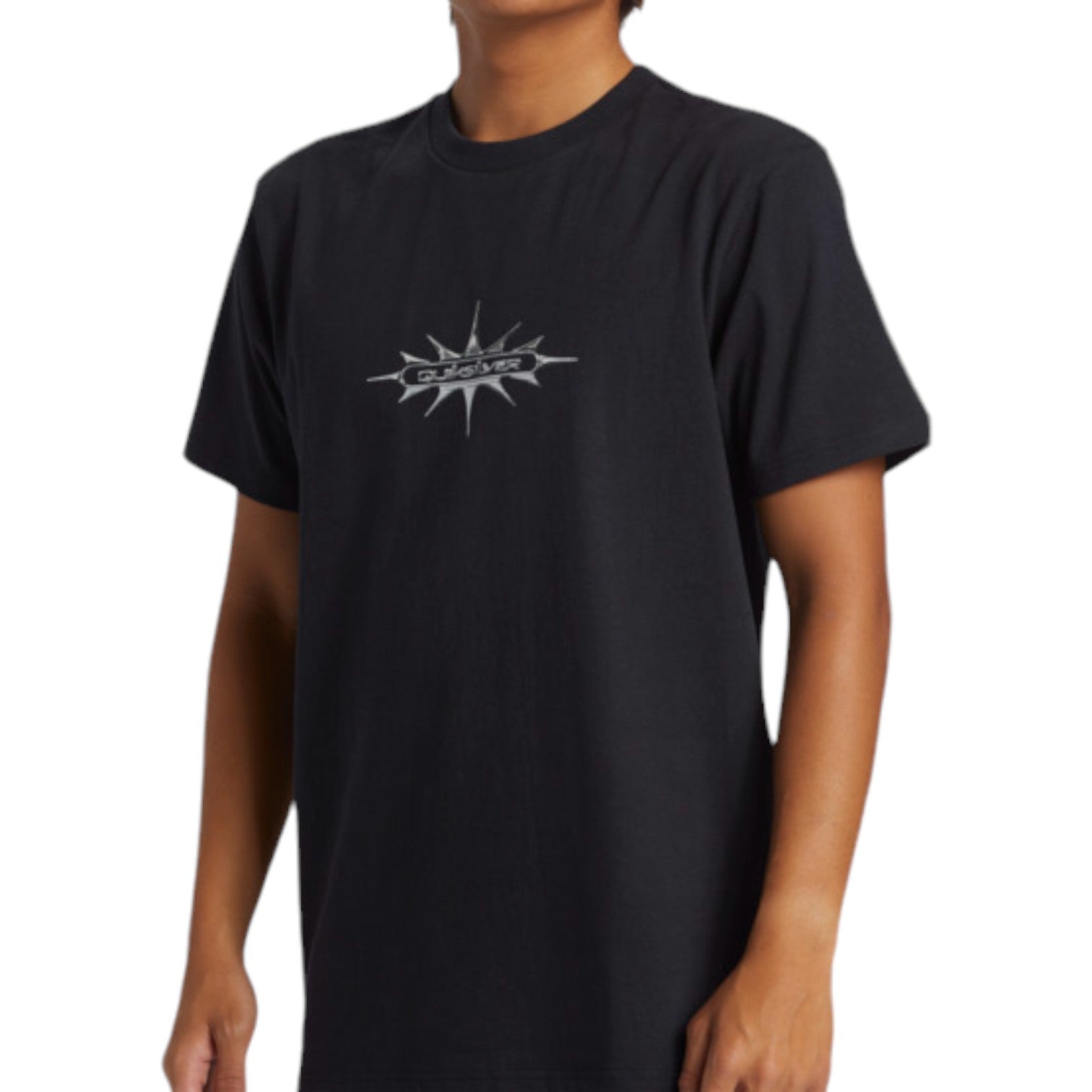 Quiksilver Thorn Badge STN Black T-Shirt for Men - Comfortable Cotton Tee for Surfing, Skateboarding & Casual Wear