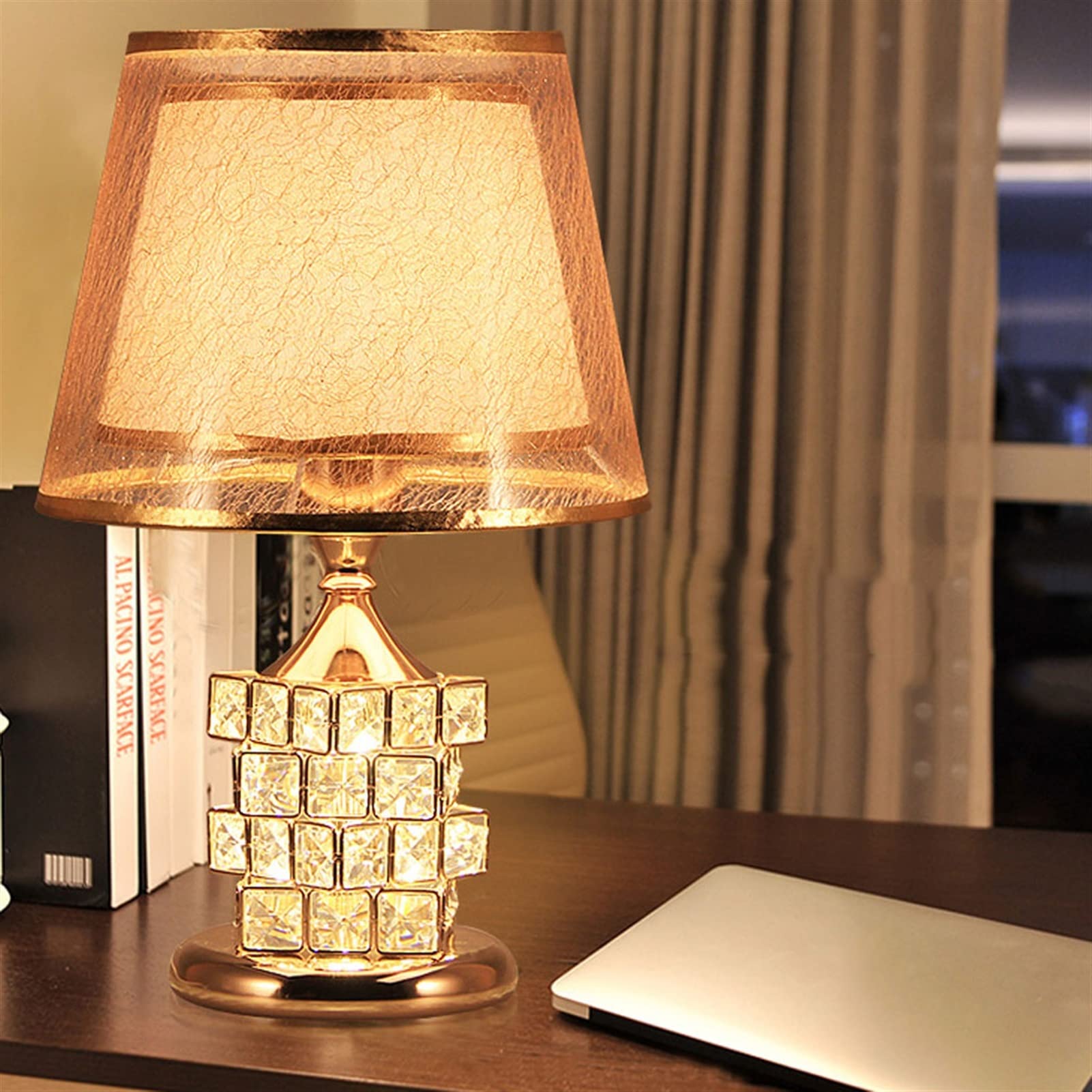 Modern Crystal Table Lamp - Set of 2 Elegant Glass Nightstand Lamps for Bedroom, Living Room & Girls Room | Dimmable LED Bedside Lighting for Home Decor & Reading