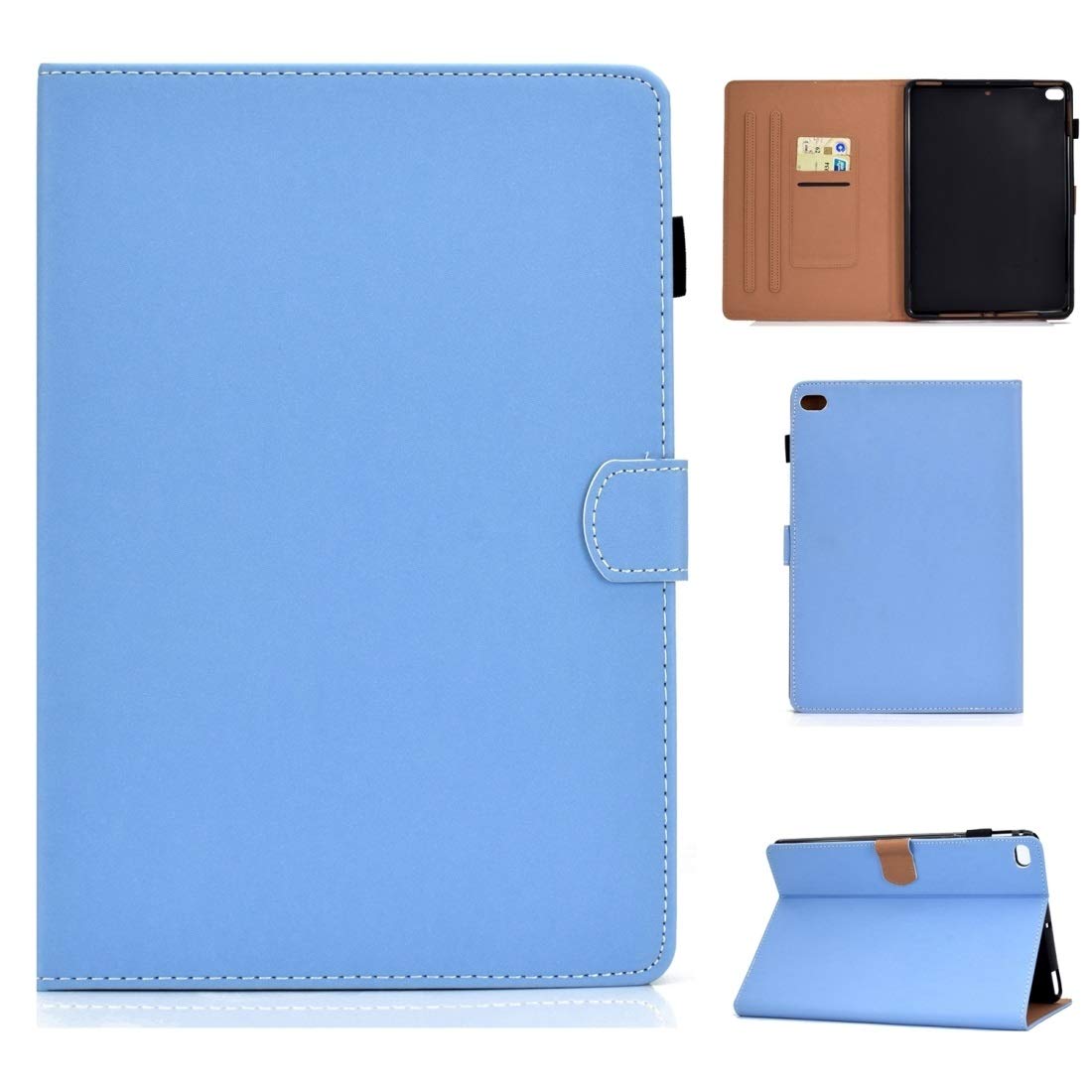 Premium Magnetic Leather Case for iPad Air/Air 2/9.7 (2017-2018) - Horizontal Flip Stand with Card Slots & Holder | Protective Cover for Work, Travel & School (Blue)