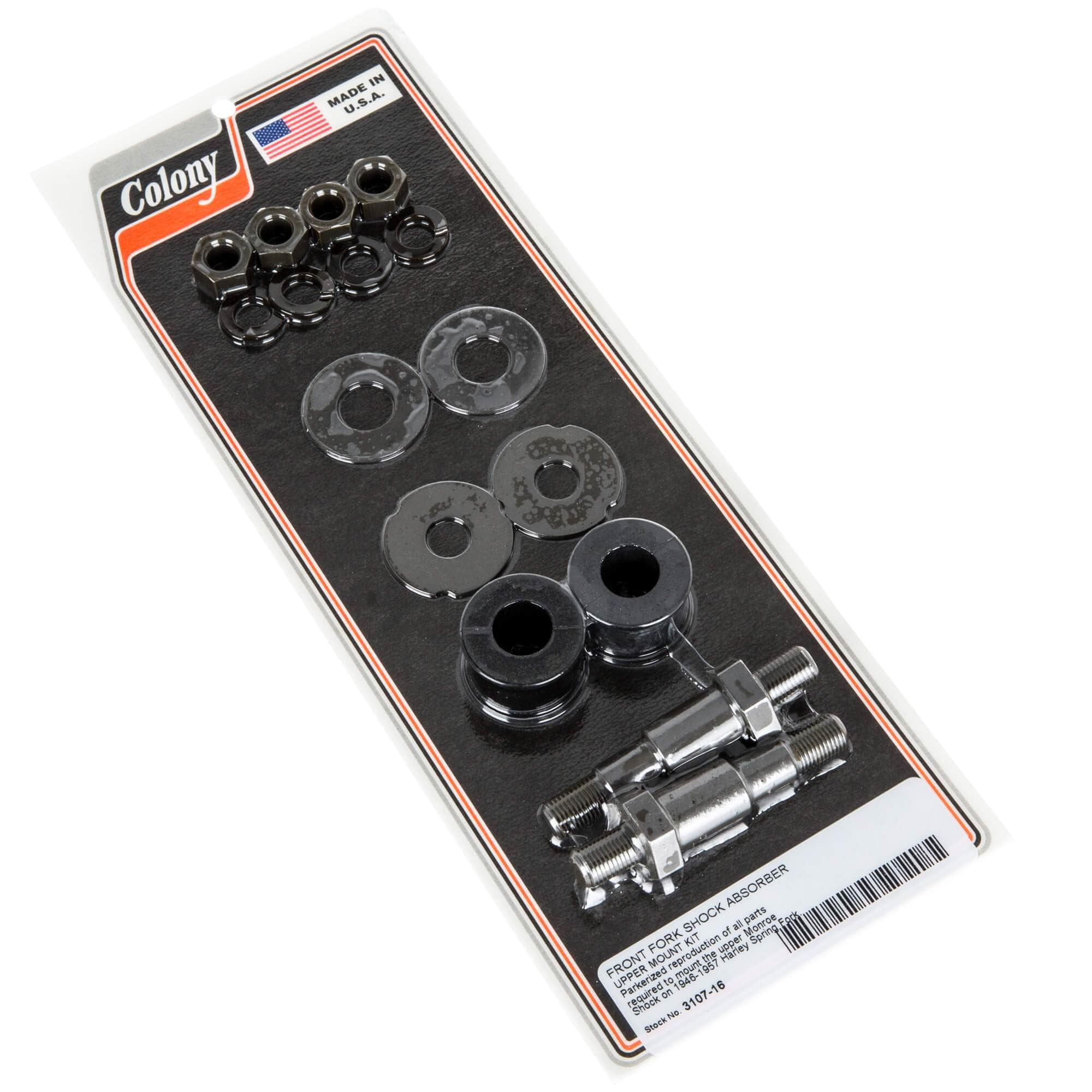 1946-1957 Harley Davidson Springer Front Shock Absorber Upper Mount Kit #3107 - Parkerized Finish for Enhanced Durability - Perfect for Classic Motorcycle Restoration & Smooth Ride Upgrades