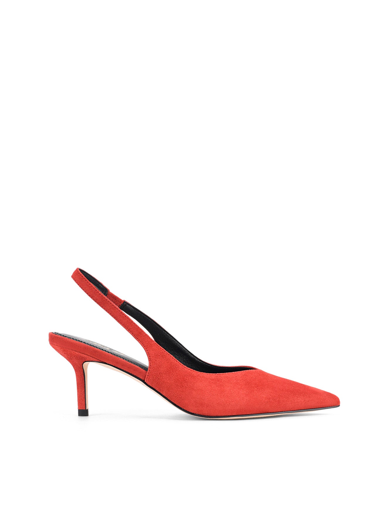 Yory Slingback Kitten Heels - Red Suede Pumps for Women | Comfortable Low Heel Dress Shoes for Work, Party & Wedding | Fashionable Pointed Toe Ladies Shoes