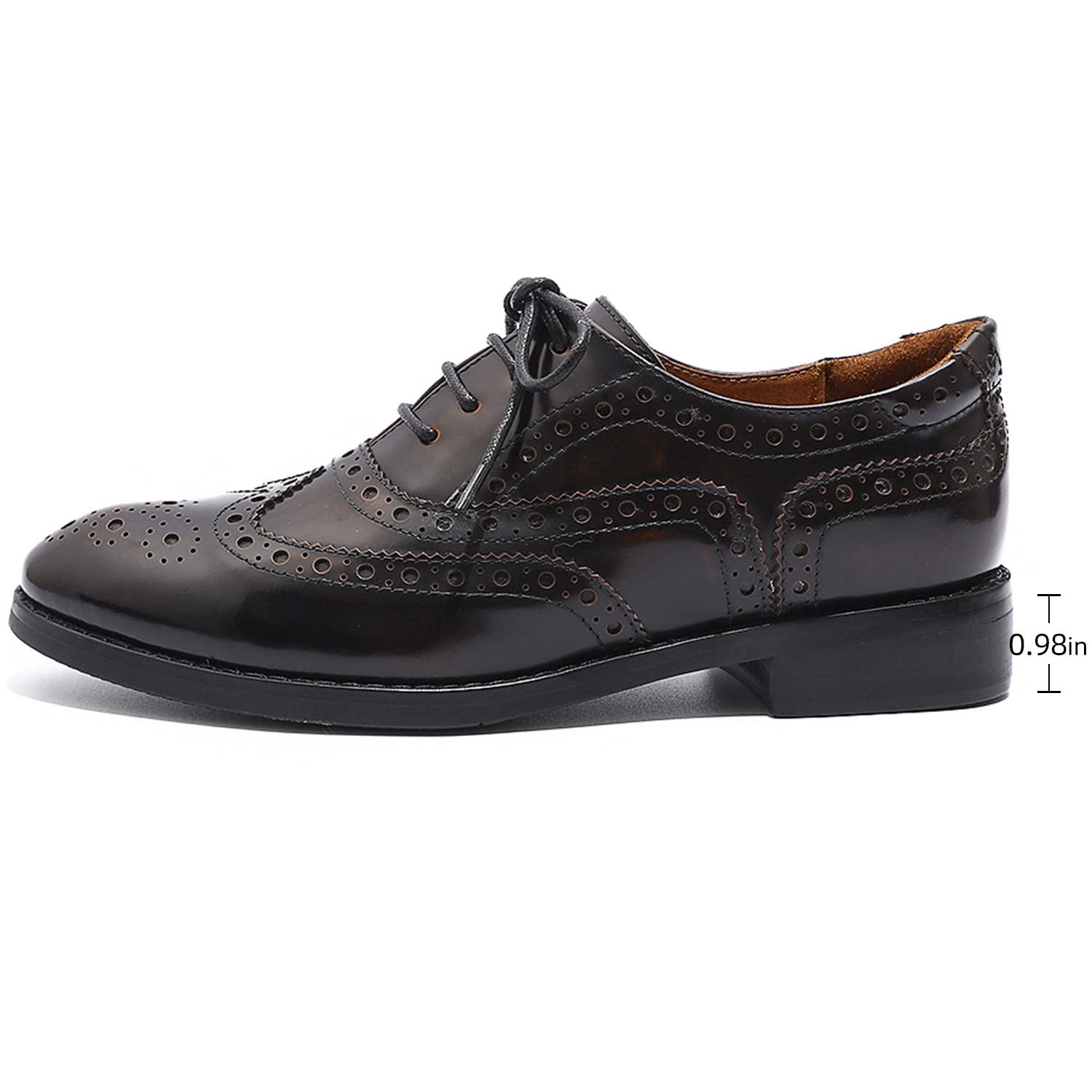 Women's Leather Wingtip Oxford Shoes - Perforated Brogue Lace-Up Design for Comfort & Style | Perfect for Office, Casual Wear & Special Occasions