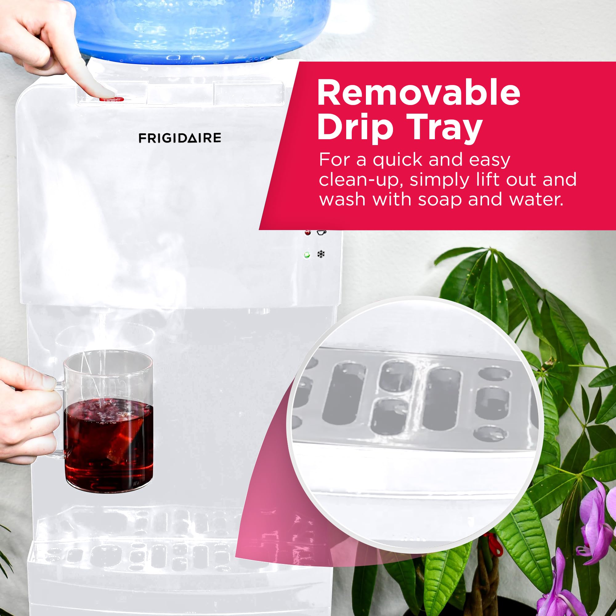 Frigidaire EFWC498 Top Load Hot & Cold Water Cooler Dispenser - 3/5 Gallon Bottles, White (11