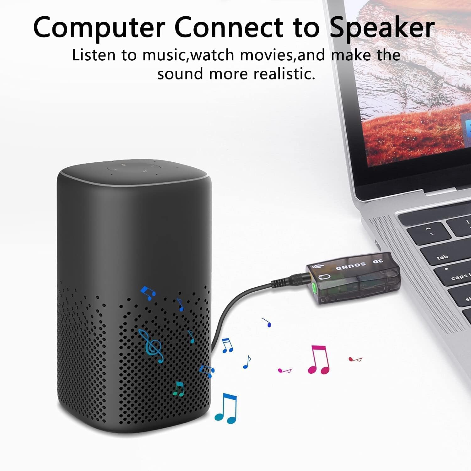 VYAR USB Sound Card Adapter - 3D Virtual 5.1 Channel Stereo Audio & Microphone Adapter for PC, Laptop, Desktop (Multicolor) - Perfect for Gaming, Streaming, and Online Meetings