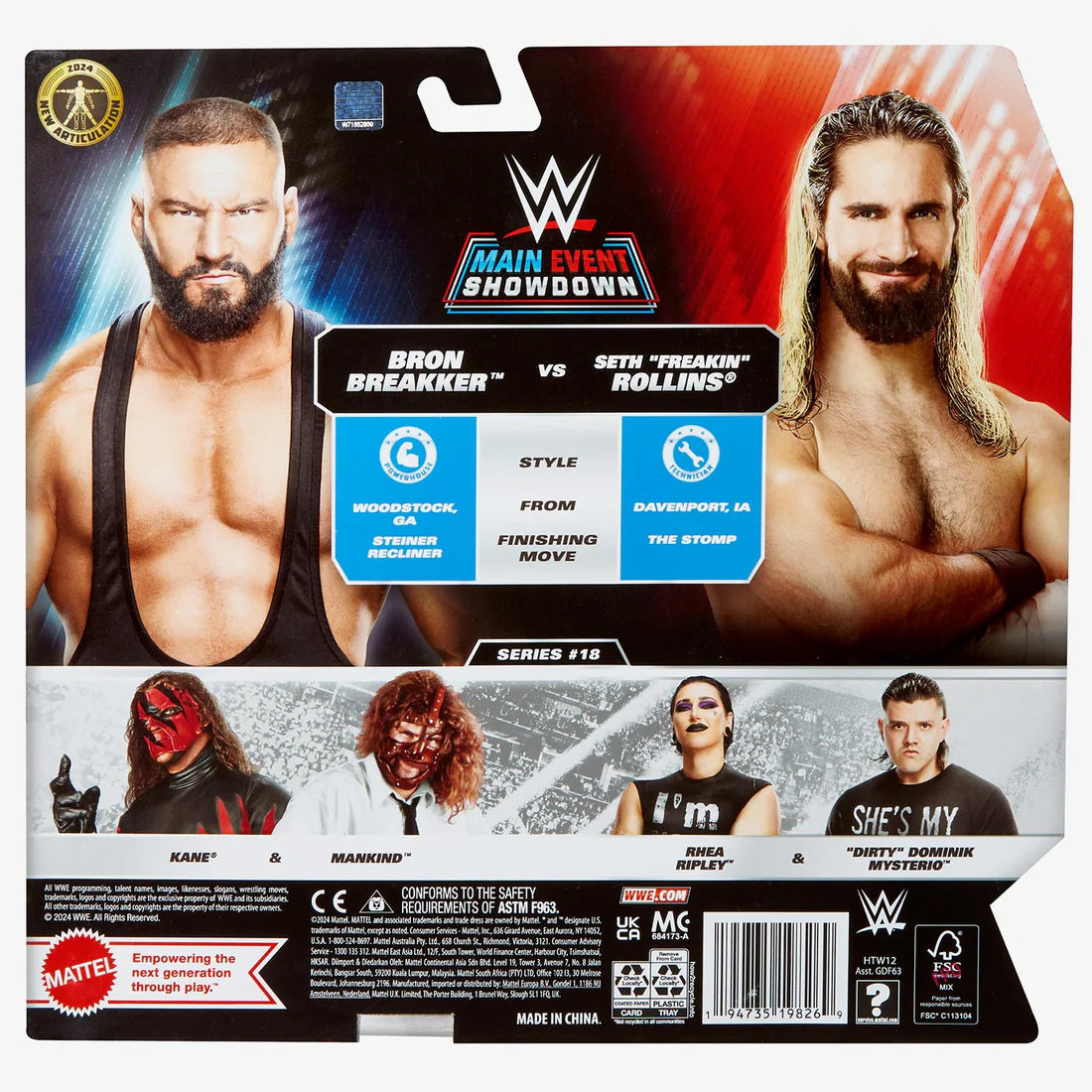 WWE Main Event Series Bron Breakker & Seth Rollins Action Figures – Collectible Wrestling Toys for Kids & Adults, Perfect for Display & Play Battles
