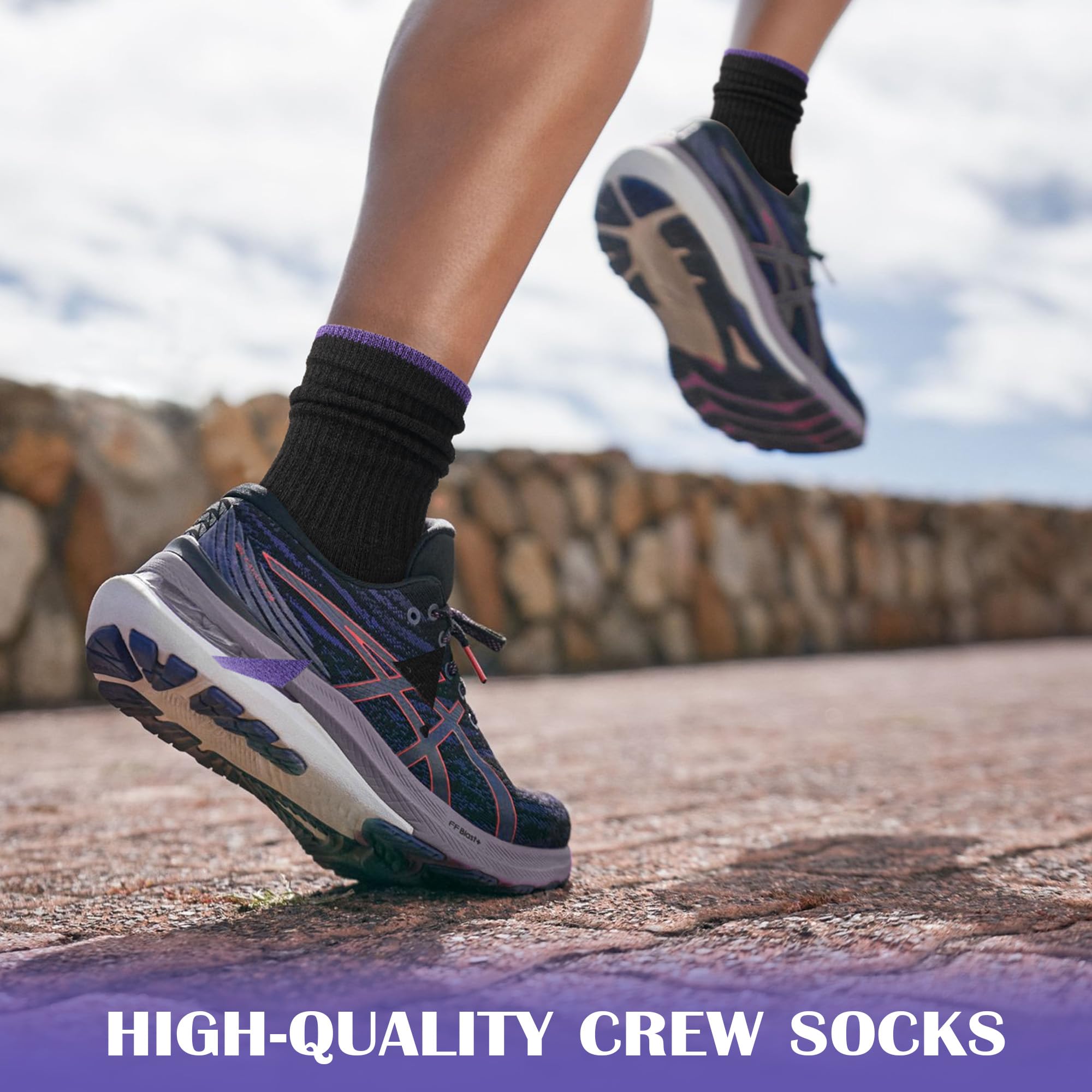 Gonii Women's Thick Cushion Athletic Crew Socks - 5 Pairs for Hiking, Running, Sports & Outdoor Activities | Breathable & Comfortable for Daily Wear