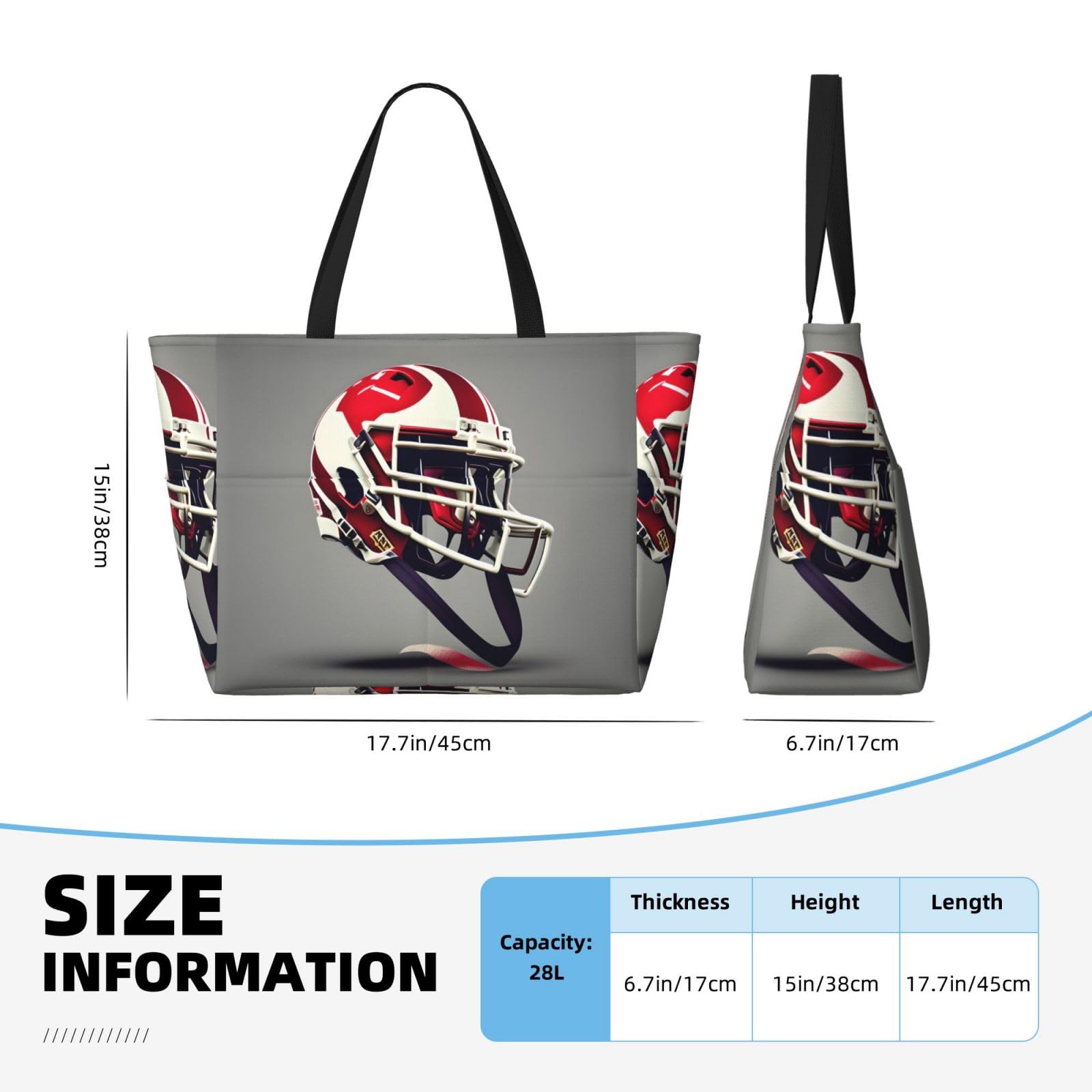 NOUZU XL Football Beach Tote for Women - Travel & Outdoor Use