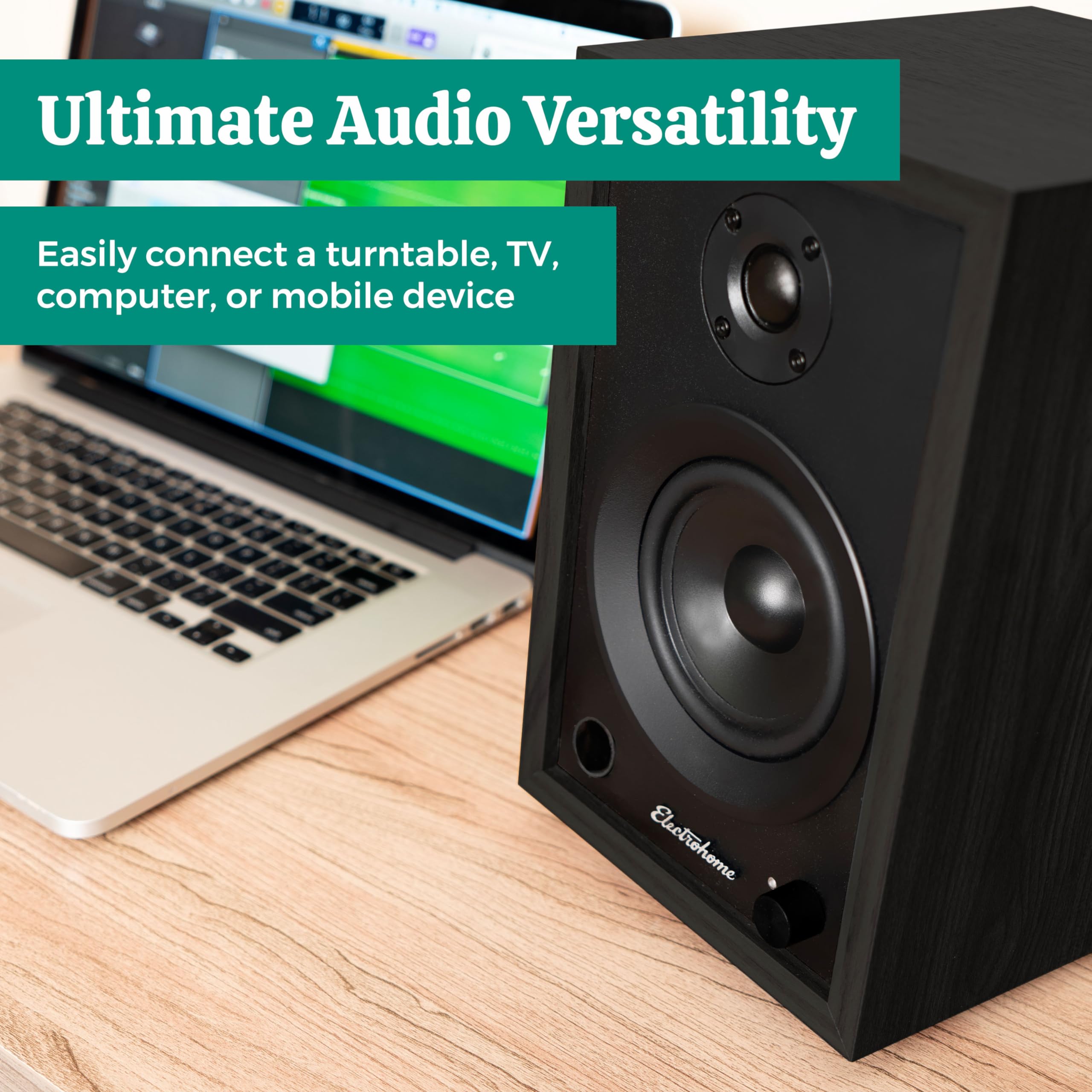 Electrohome McKinley 2.0 Stereo Powered Bookshelf Speakers with Built-in Amplifier - 4