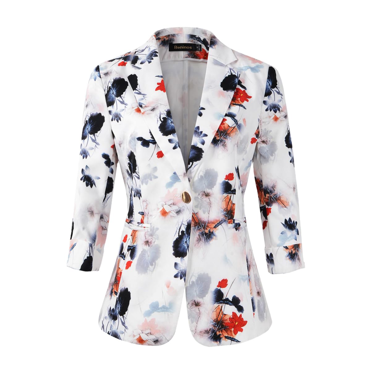 Benino Women's 3/4 Sleeve Lightweight Blazer Jacket for Office Work - Professional Business Suit for Women - Perfect for Business Meetings, Office Wear & Formal Occasions