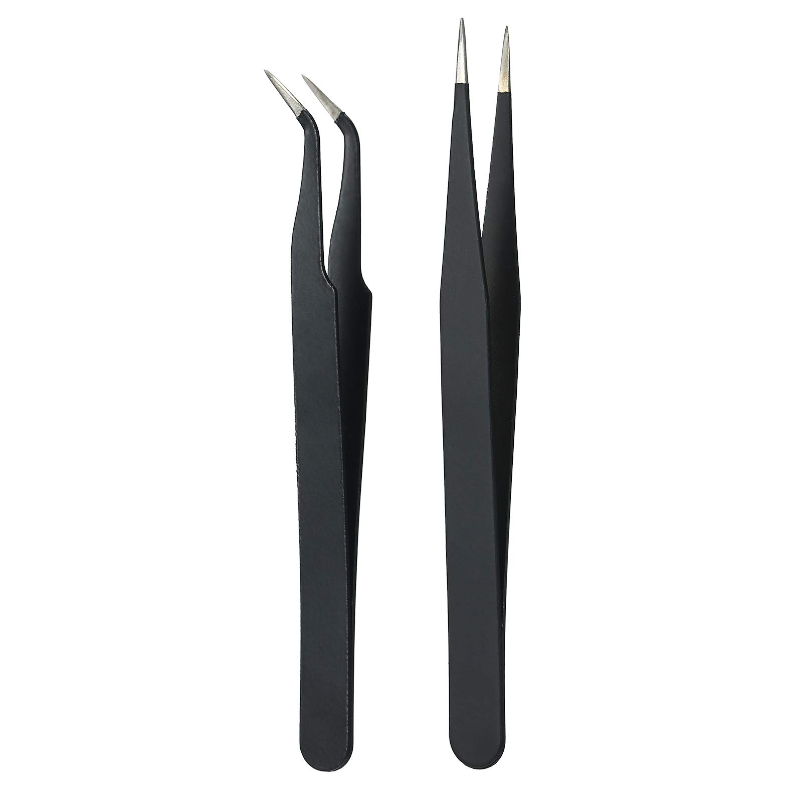 Premium Stainless Steel Eyelash Extension Tweezers Set - 2 Professional Lash Tools for Perfect Eye Makeup | Ideal for Salon, Home Use & Beauty Professionals