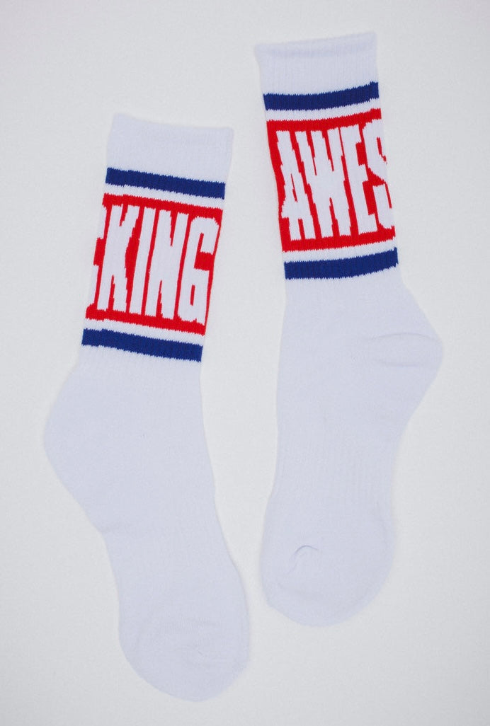 Awesome Big Stripe Socks White - Comfortable & Stylish Crew Socks for Men & Women - Perfect for Casual Wear, Sports & Gifts