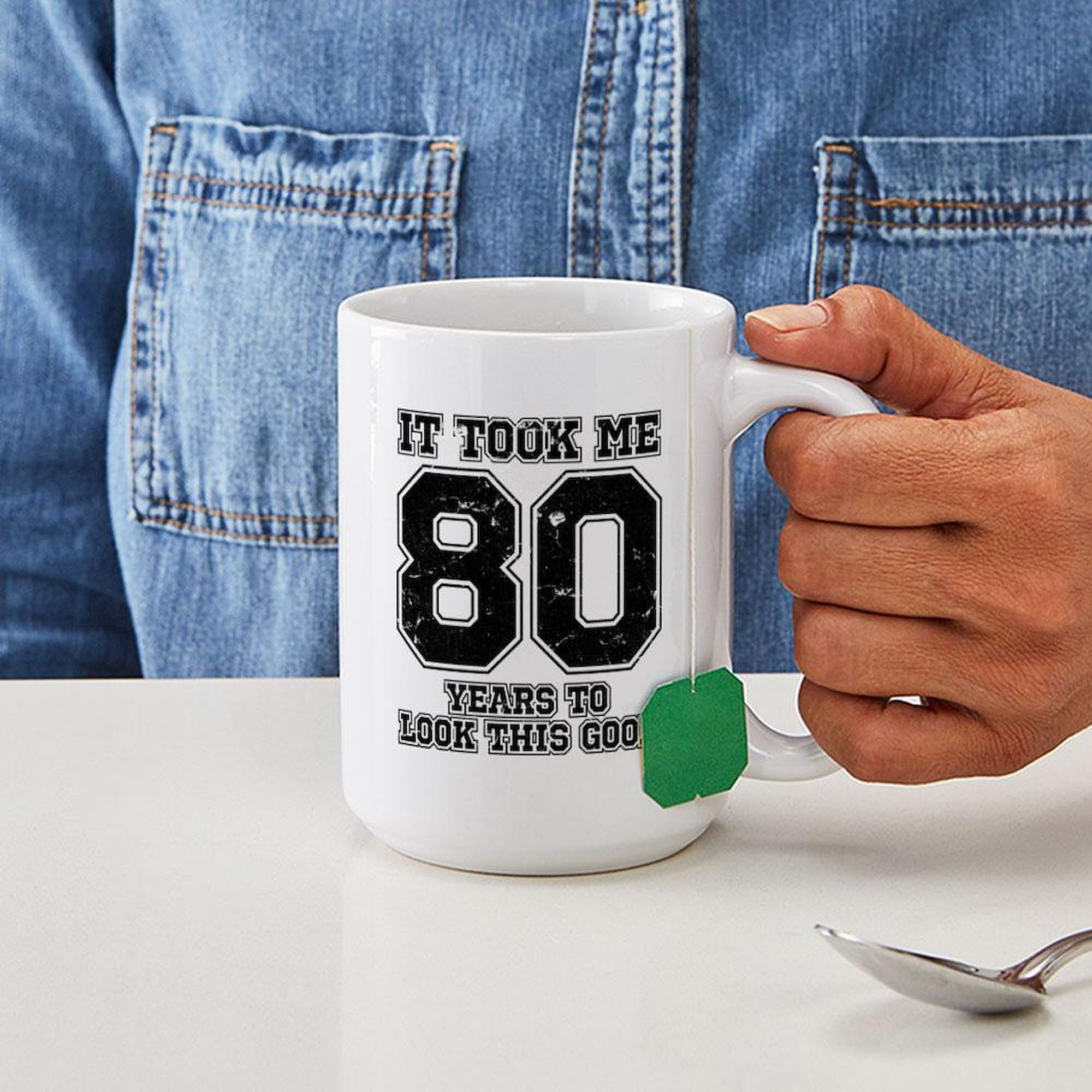 80 And Awesome 15 oz (444 ml) Ceramic Coffee Mug - Funny Birthday Gift for 80 Year Old, Perfect for Tea & Coffee Lovers - Great for Home, Office or Retirement Party