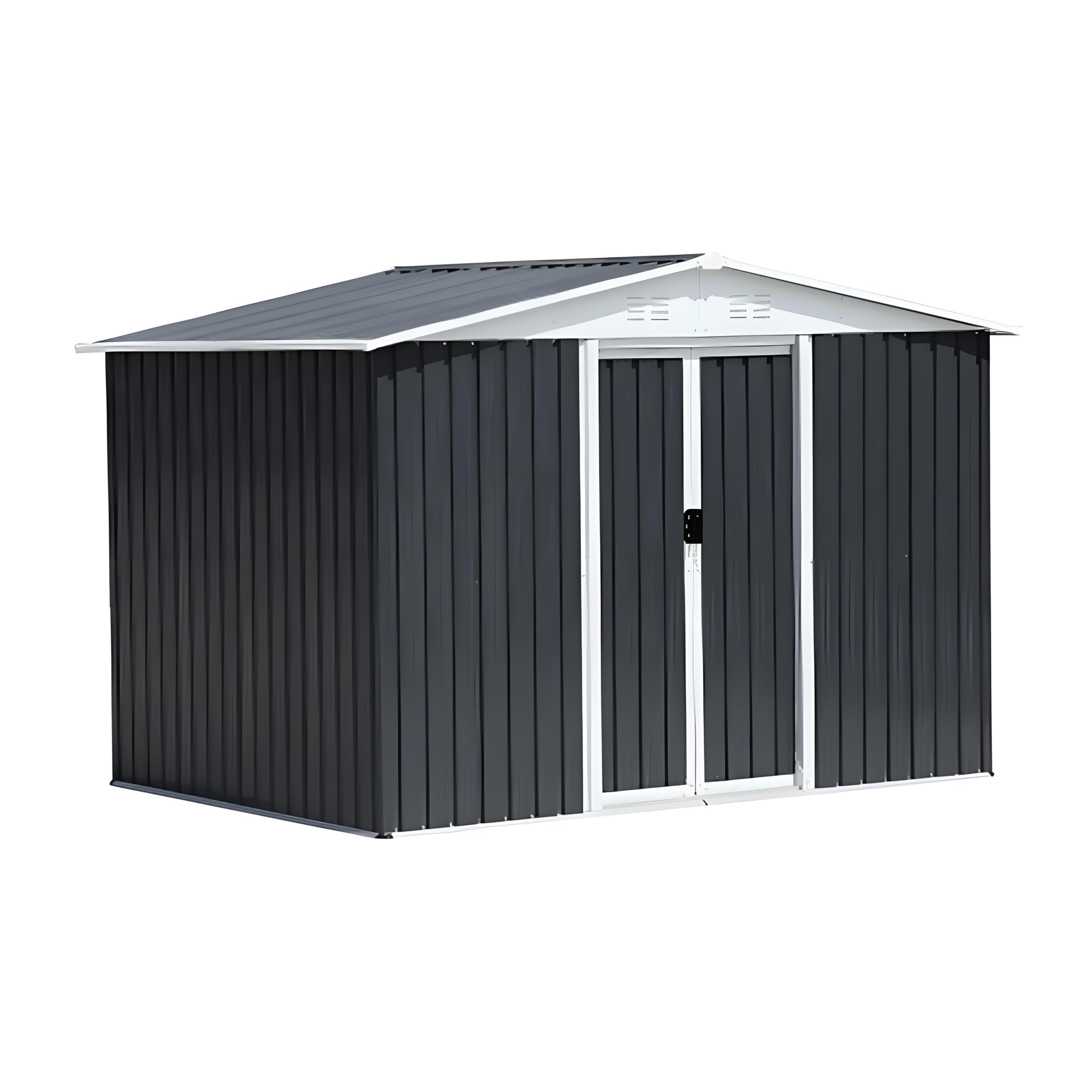 8' x 6' Galvanized Steel Outdoor Storage Shed with Sliding Door & Window - Weatherproof Metal Garden Shed for Backyard, Patio, and Lawn Organization (Grey) - Perfect for Storing Tools, Equipment, and Seasonal Items