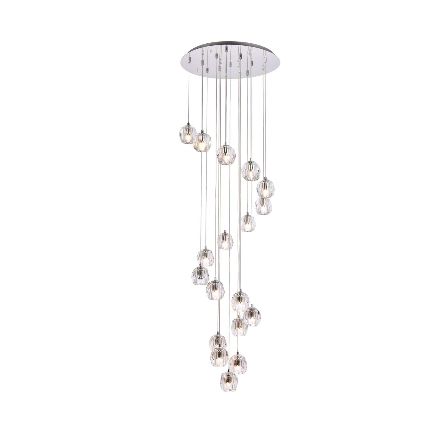 Eren 18-Light Chrome Pendant Lighting Fixture - Modern Ceiling Chandelier for Dining Room, Living Room & Bedroom Decor