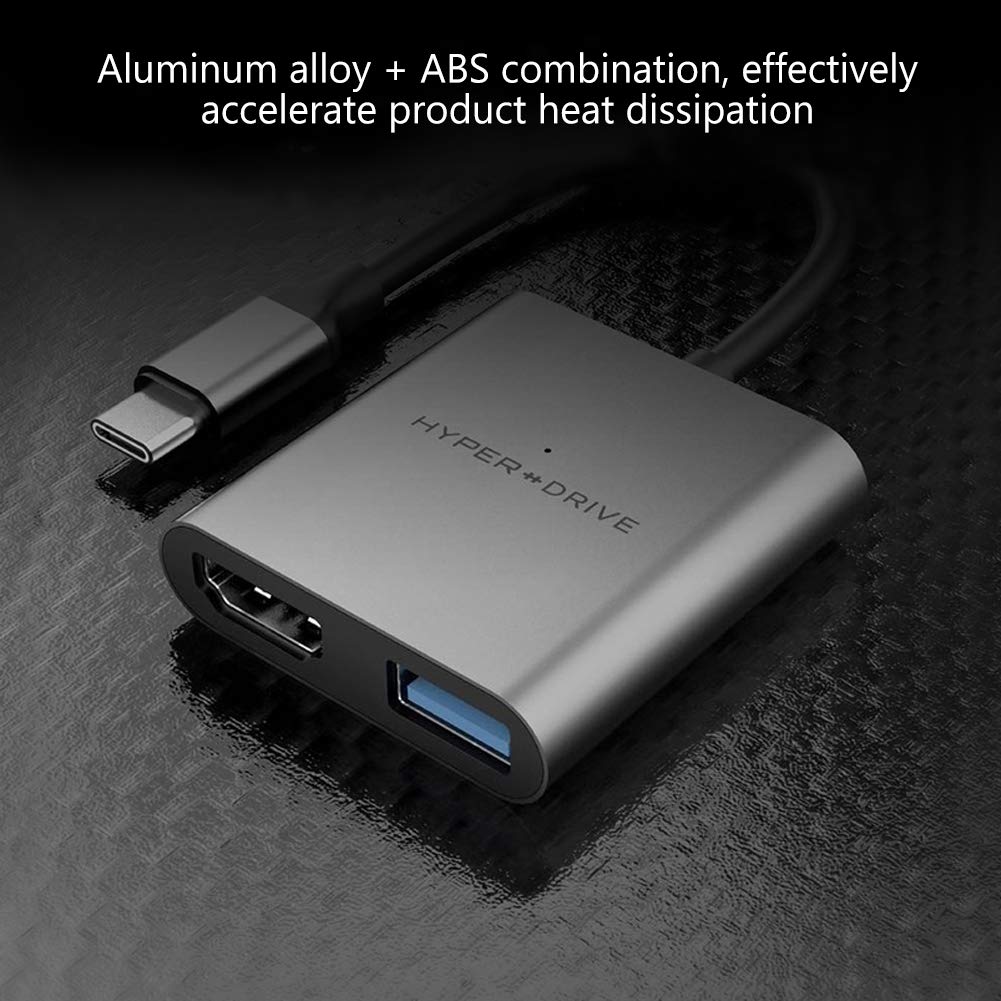 HyperDrive USB C to HDMI Adapter 3-in-1 - 4K HDMI Converter with USB-C Power Delivery & USB 3.1 Port - Aluminum Multiport Hub for MacBook, Ultrabook, Chromebook, PC - Perfect for Home Office, Online Classes & Business Presentations