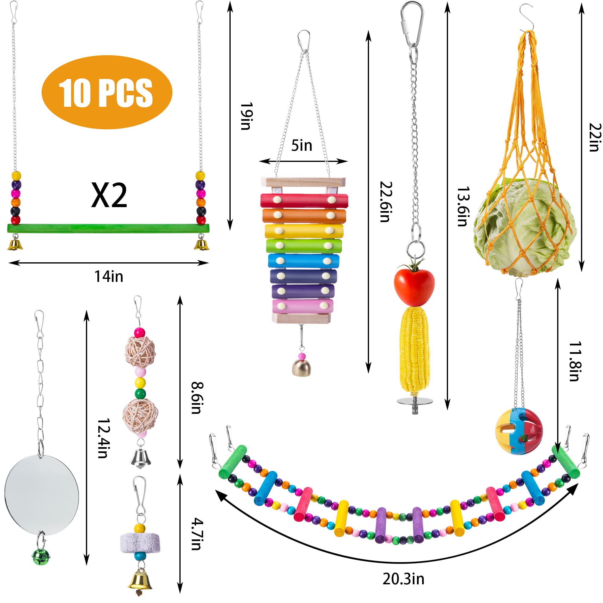 10PCS Chicken Toys for Hens - Xylophone, Swing, Pecking Toys, Mirror & Hanging Feeder - Fun Enrichment Activities for Backyard Chickens (Great for Coop Entertainment & Stress Relief)