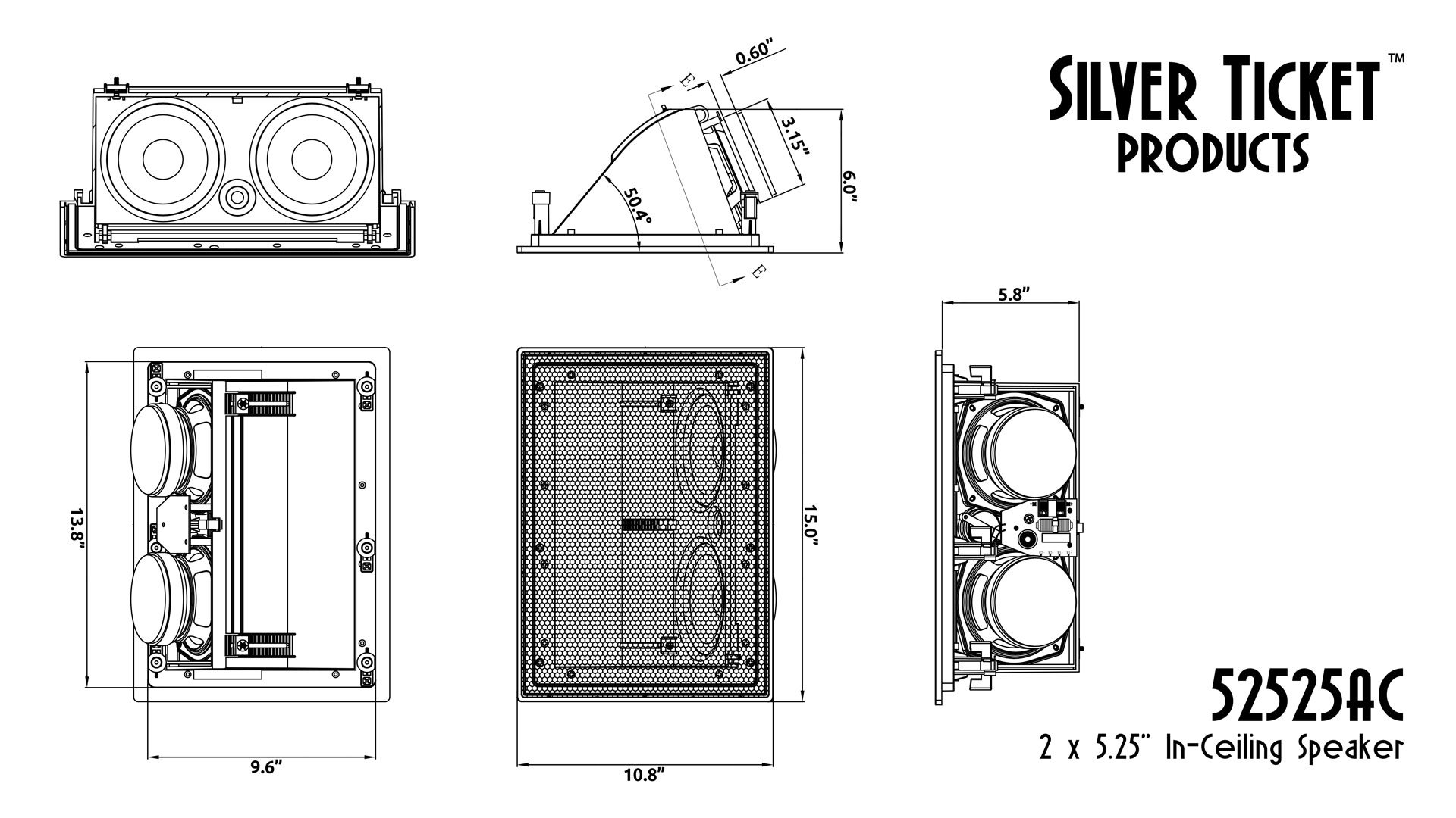 **5252AC Silver Ticket In-Ceiling Speaker - Dual 5.25