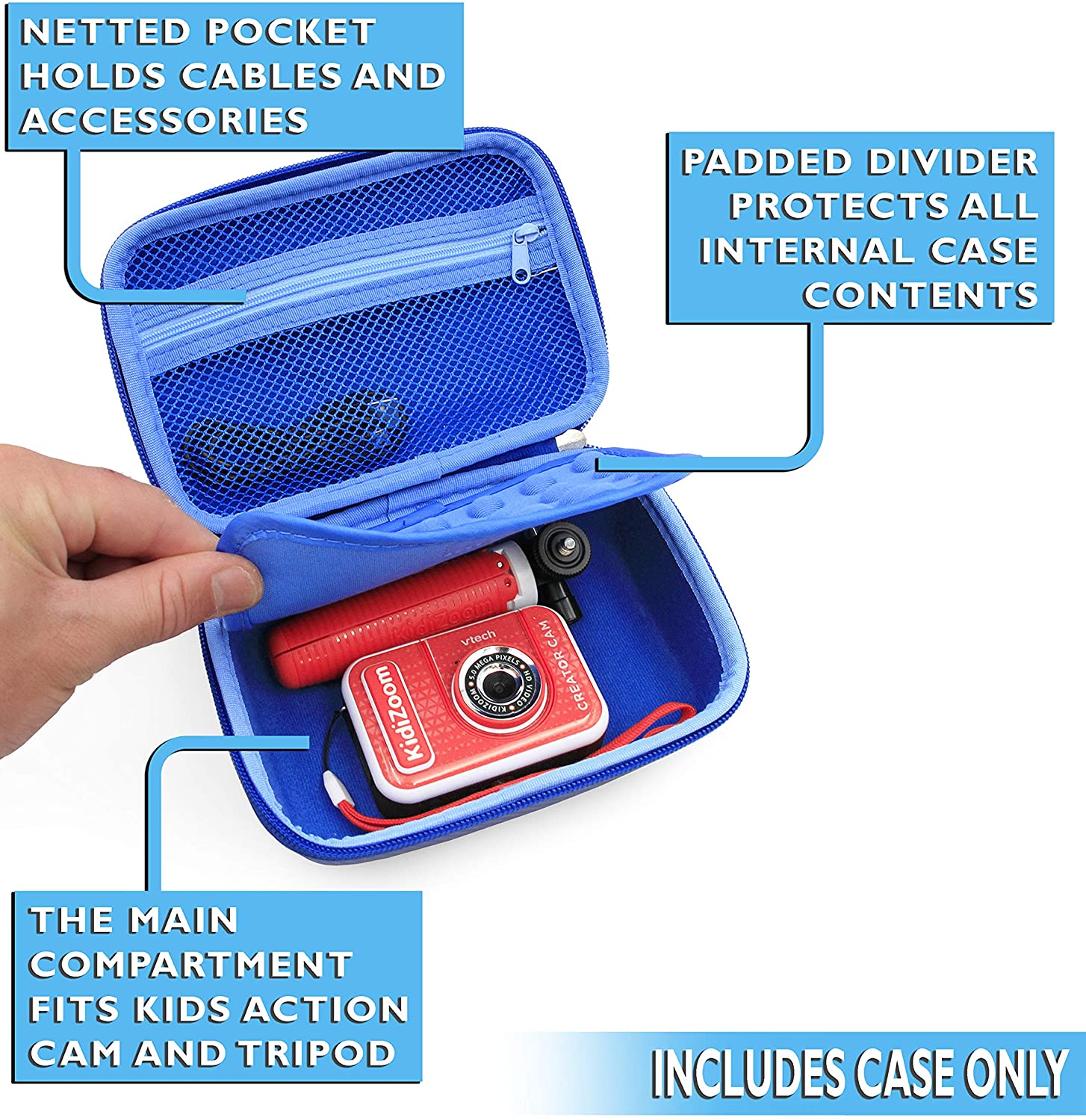 CASEMATIX Protective Toy Camera Case for VTech KidiZoom Creator Cam & Kidizoom Camera - Durable Storage Pouch for Kids' Video Camera Accessories - Perfect for Travel, School & Playtime Adventures