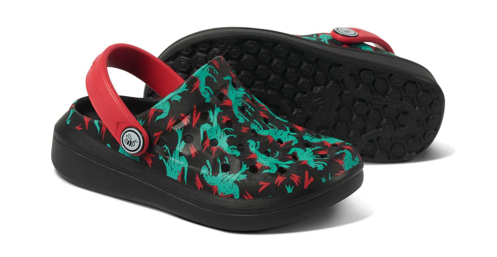 Joybees Dino Bolt Red Kids' Varsity Clogs - Comfortable Slip-On Shoes for Boys & Girls - Perfect for School, Playground & Outdoor Activities