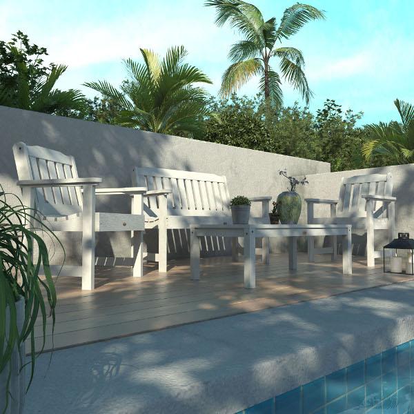 Lehigh 5-Piece Outdoor Garden Conversation Set - Patio Furniture with Cushions for Backyard, Deck, or Poolside Relaxation