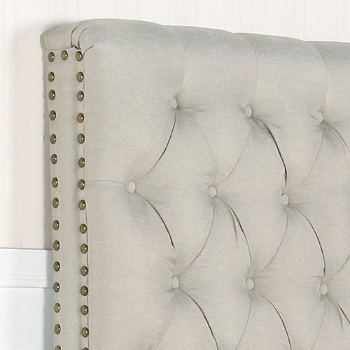 Queen Size Upholstered Sean Headboard with Nailhead Trim - Elegant Bedroom Decor for Modern & Traditional Homes