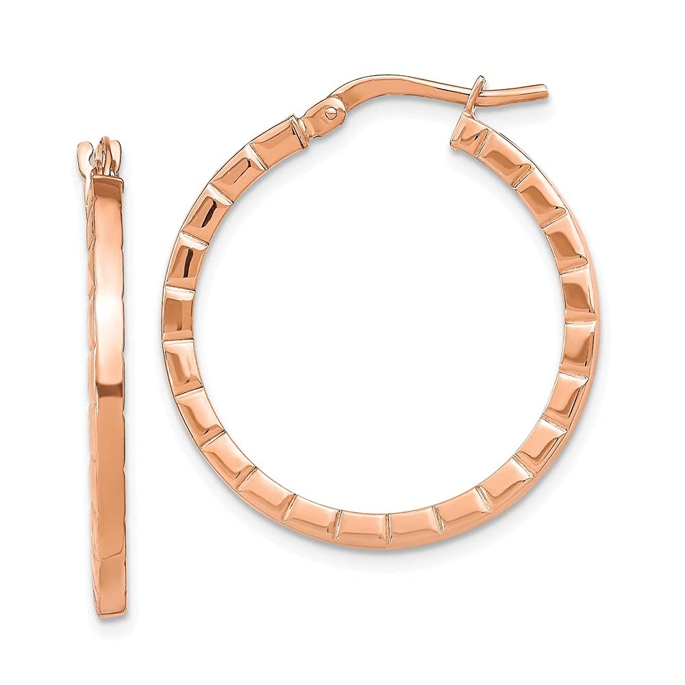 14K Gold Large Striped Edge Hoop Earrings for Women | Elegant Dangle Earrings for Everyday Wear, Parties & Special Occasions