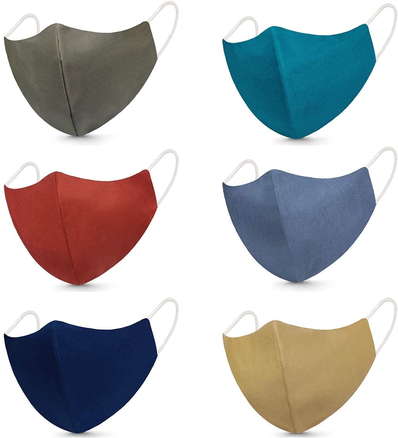 DD Retails 6-Pack Cotton Face Masks for Men - 3-Layer Breathable, Washable & Skin-Friendly Fabric - Lightweight & Comfortable for Daily Use, Workouts, and Outdoor Activities