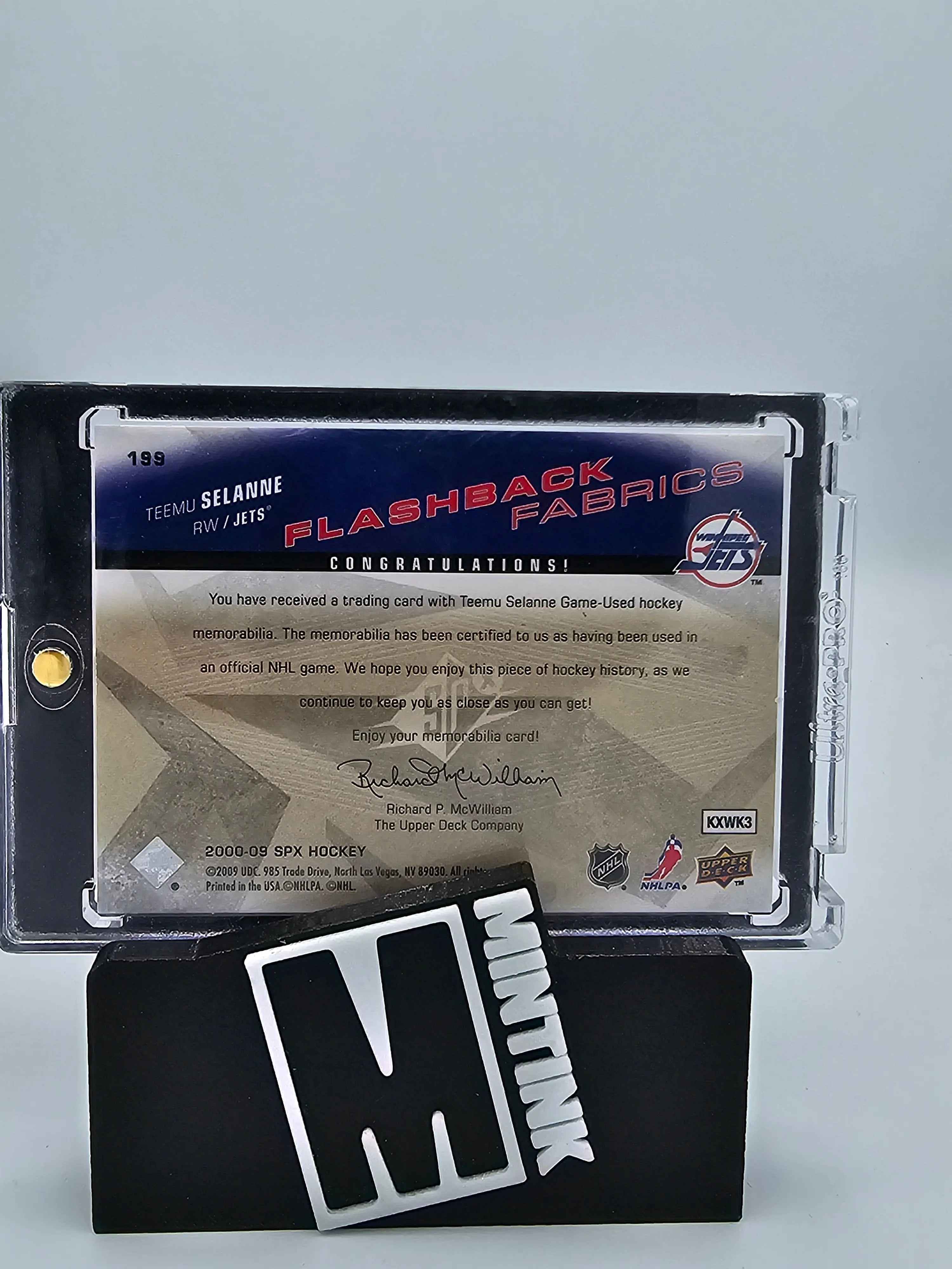 2008-09 SPX Hockey Teemu Selanne Flashback Fabrics Jersey Card 22/25 #199 - Rare Collectible for Hockey Fans & Memorabilia Enthusiasts
