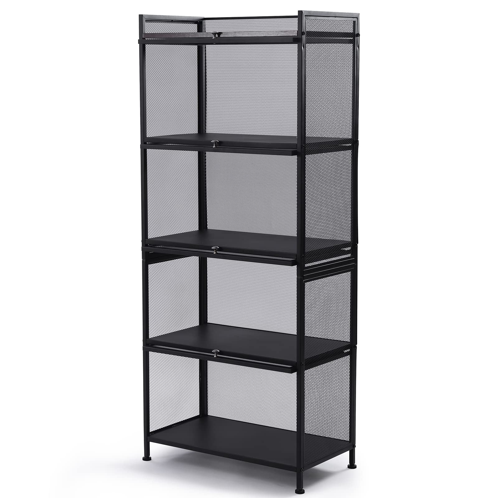 5-Tier Storage Cabinet - Large Capacity Kitchen Organizer with Transparent PC Doors | Multi-Functional Shelf for Pantry, Bathroom, Garage, Office & Closet Organization | Bookshelf, Shoe Rack & Home Storage Solution